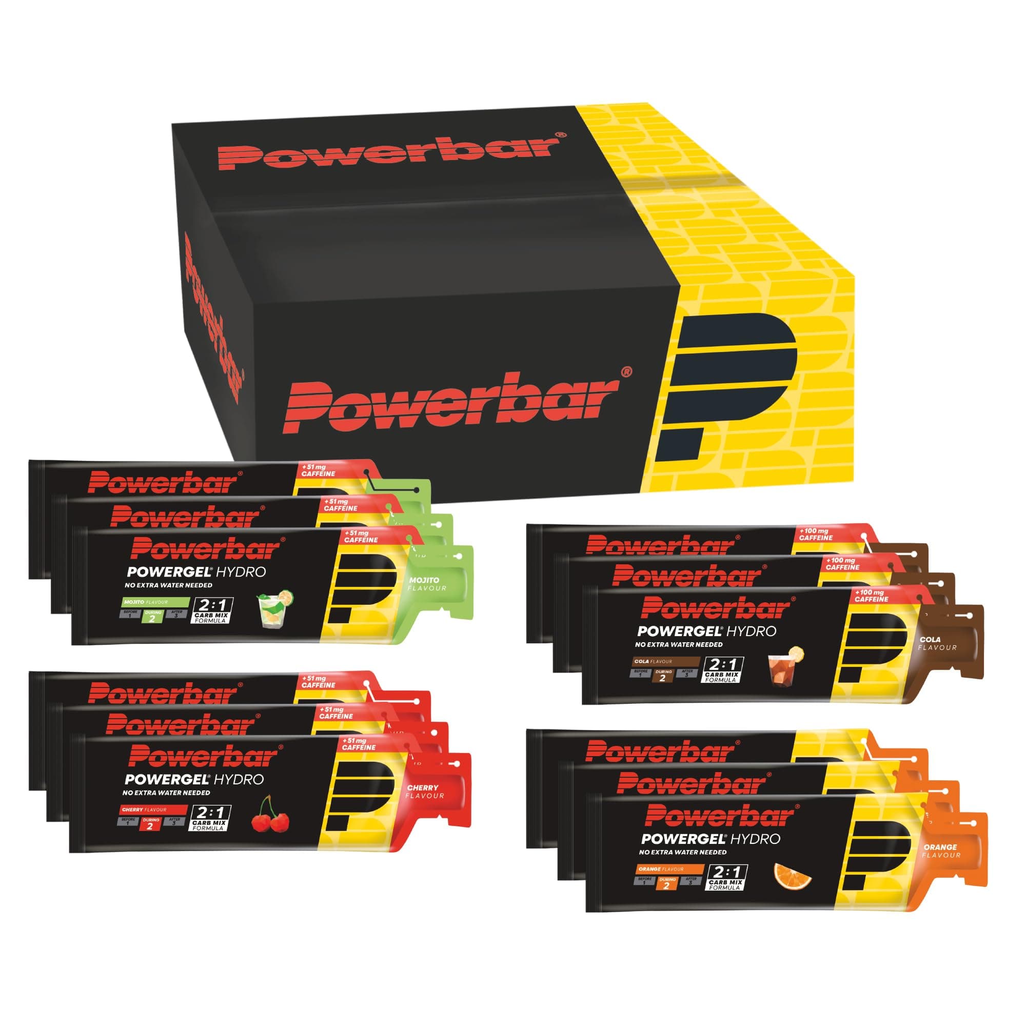 Powerbar PowerGel Hydro - Multiflavourbox - 12x67ml - High Carb Energy Gel + Natrium