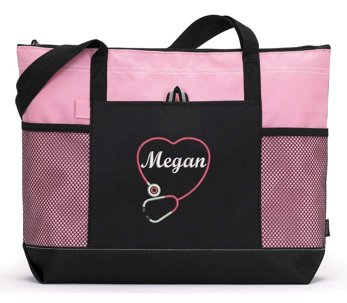 Personalized Nurse, CNA, RN, LPN Embroidered Tote Bag with Mesh Pockets