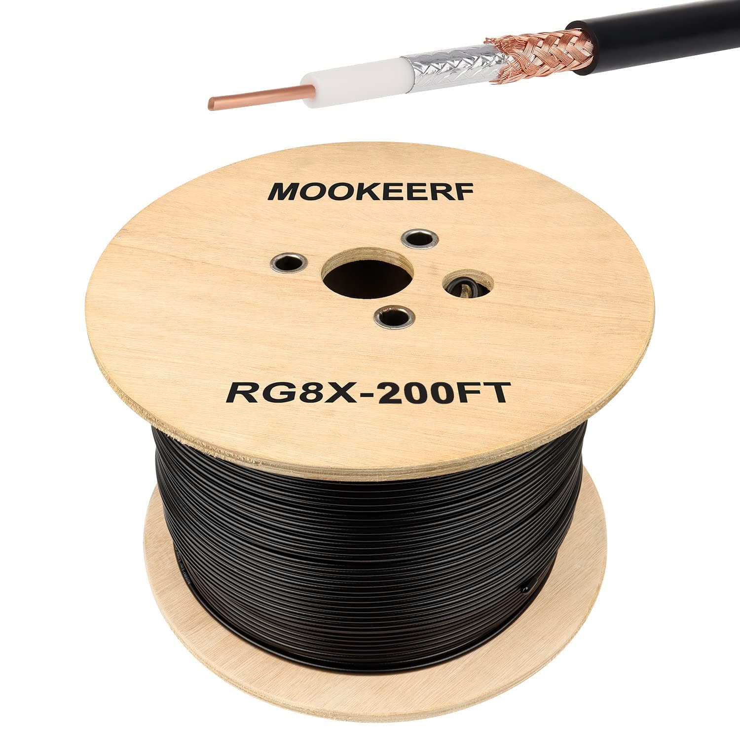 RG8X Coaxial Cable 200ft,Low Loss 50 ohm RG 8X Cable 200 Feet,Black