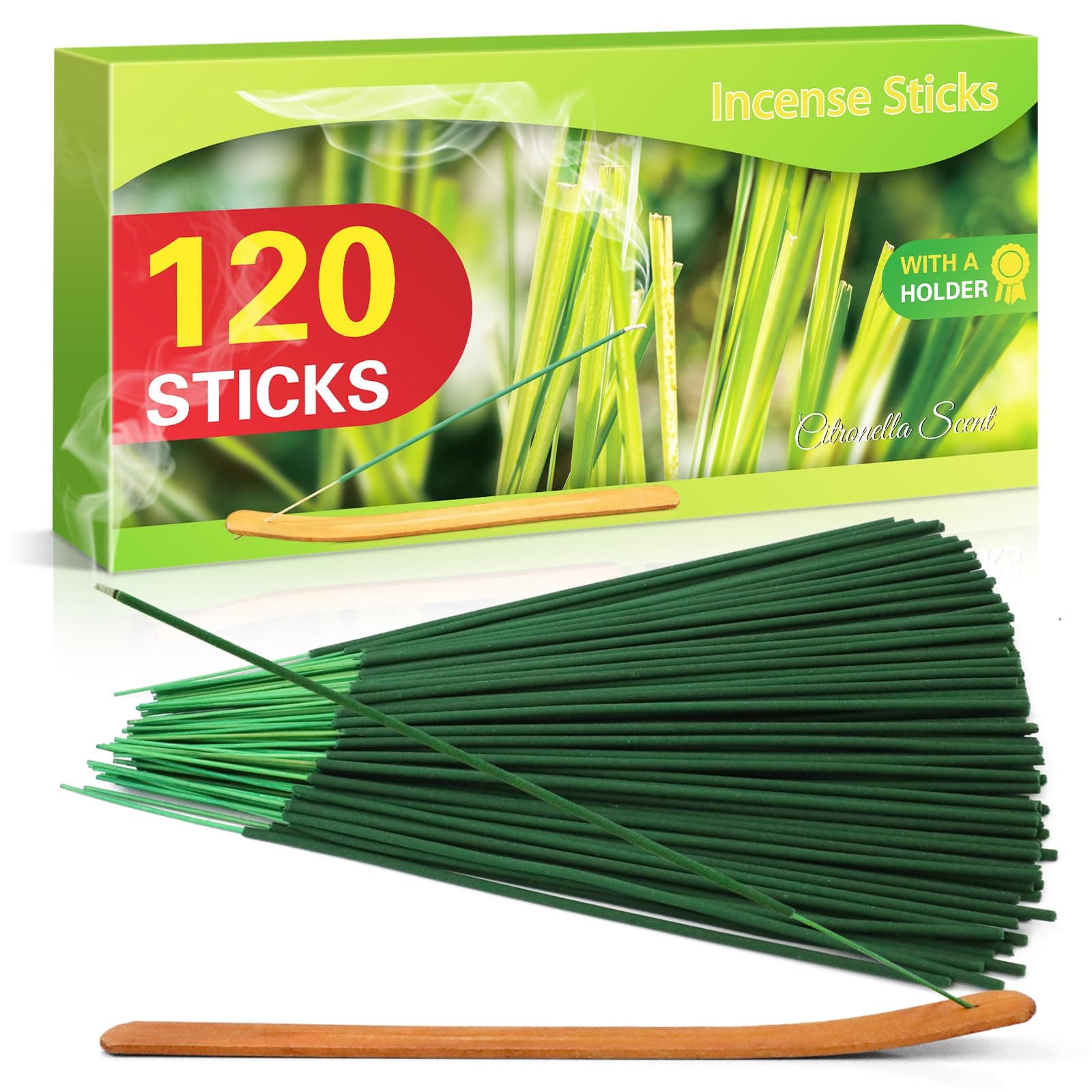 Citronella Incense Sticks, 120 PCS Lemongrass Incense Sticks for Home, Outdoor, Garden, Patio Camping, Pool Side, Porches, Courtyards, Farms