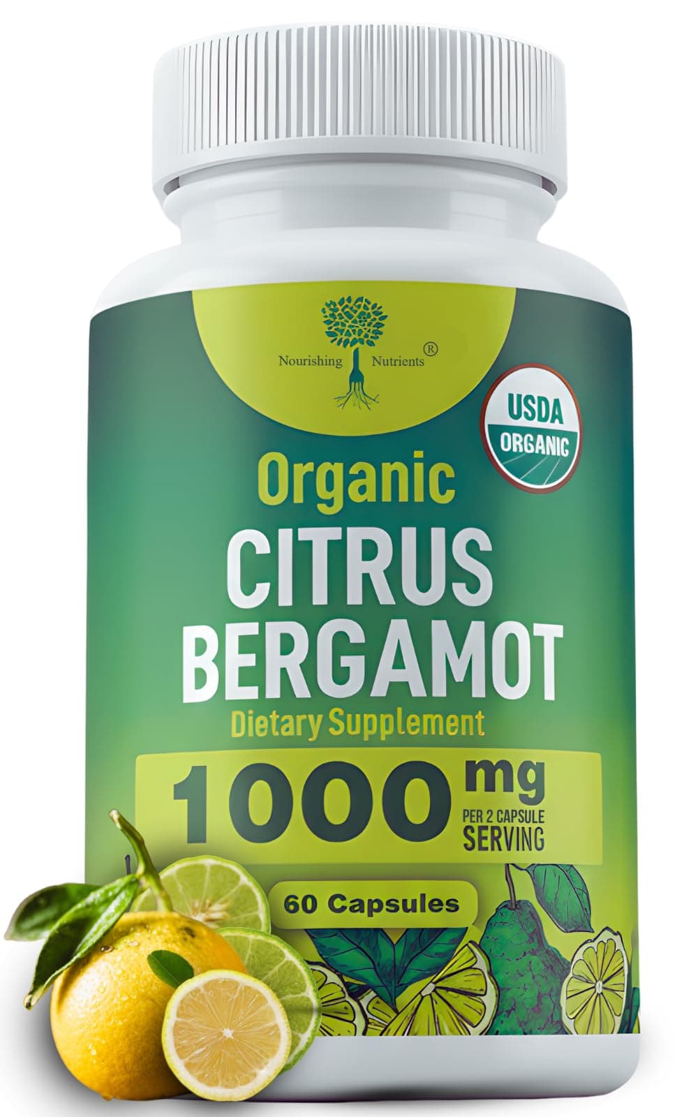 Organic Citrus Bergamot Supplement - Only USDA, Cardiologist Formulated with 200+ Scientific Studies -1000mg - Patented Extract, Heart, Cholesterol, & Lipid - Italian Bergamot High Polyphenols 60caps