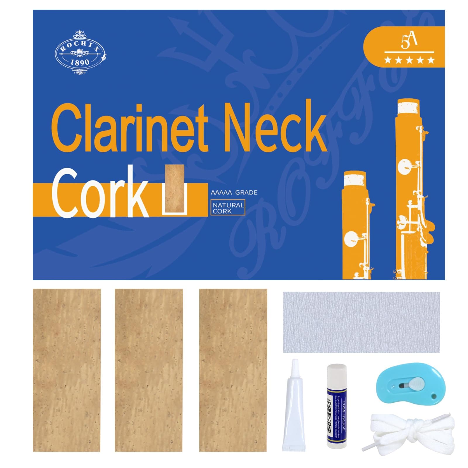 Clarinet Joint Cork Replacement Kit, Clarinet Cork, Glue, Knife, Taping and Sandpaper