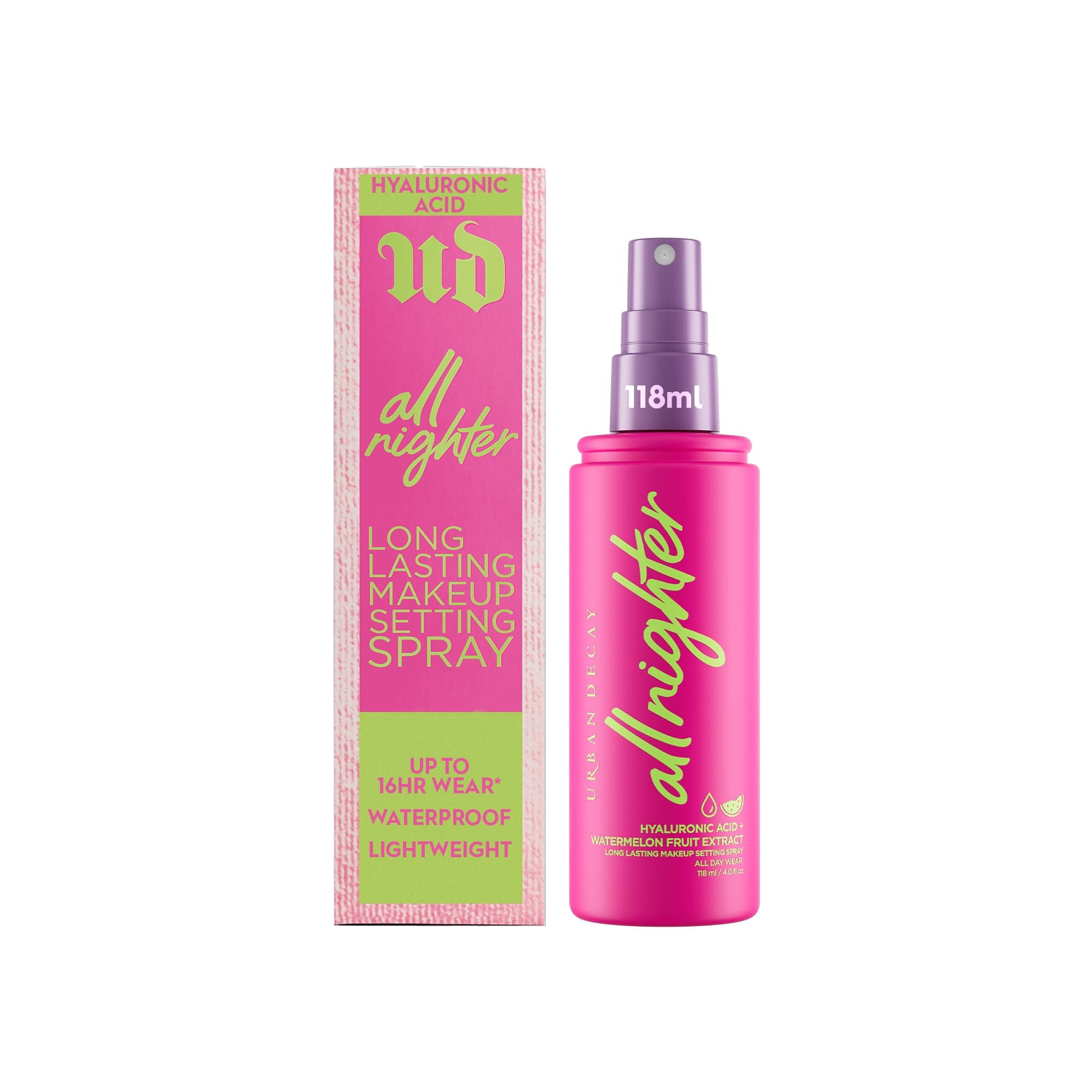 All Nighter Hyaluronic Setting Spray, Up to 8-Hour Hydration, Waterproof, Sweat-Resistant, Vegan Formula with Watermelon Extract