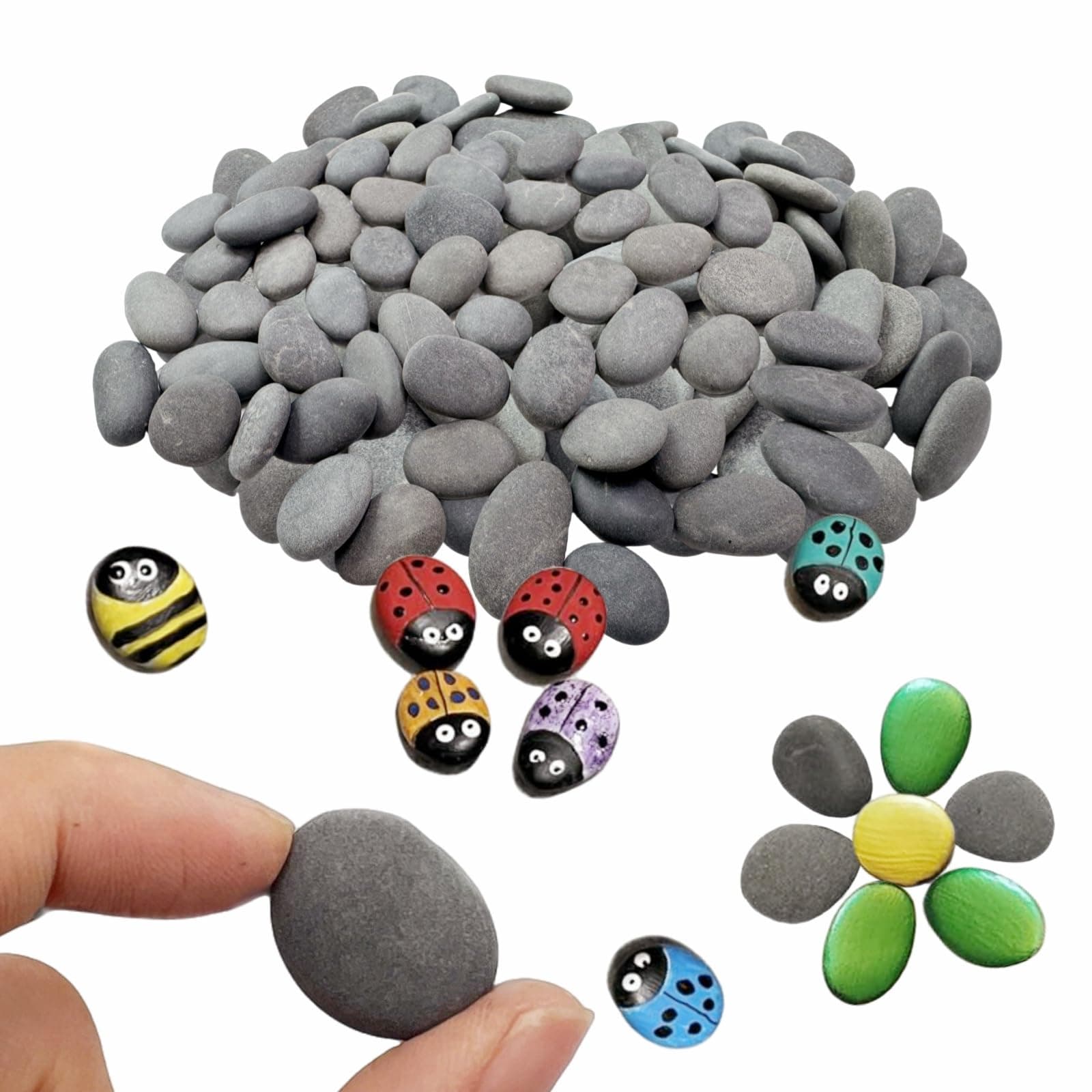 51pcs Tiny Painting Rocks ，DIY Smooth Surface Stones,Arts and Crafts ，0.5 to 1.0 inches ，So Small Rocks,Hand Picked for Painting