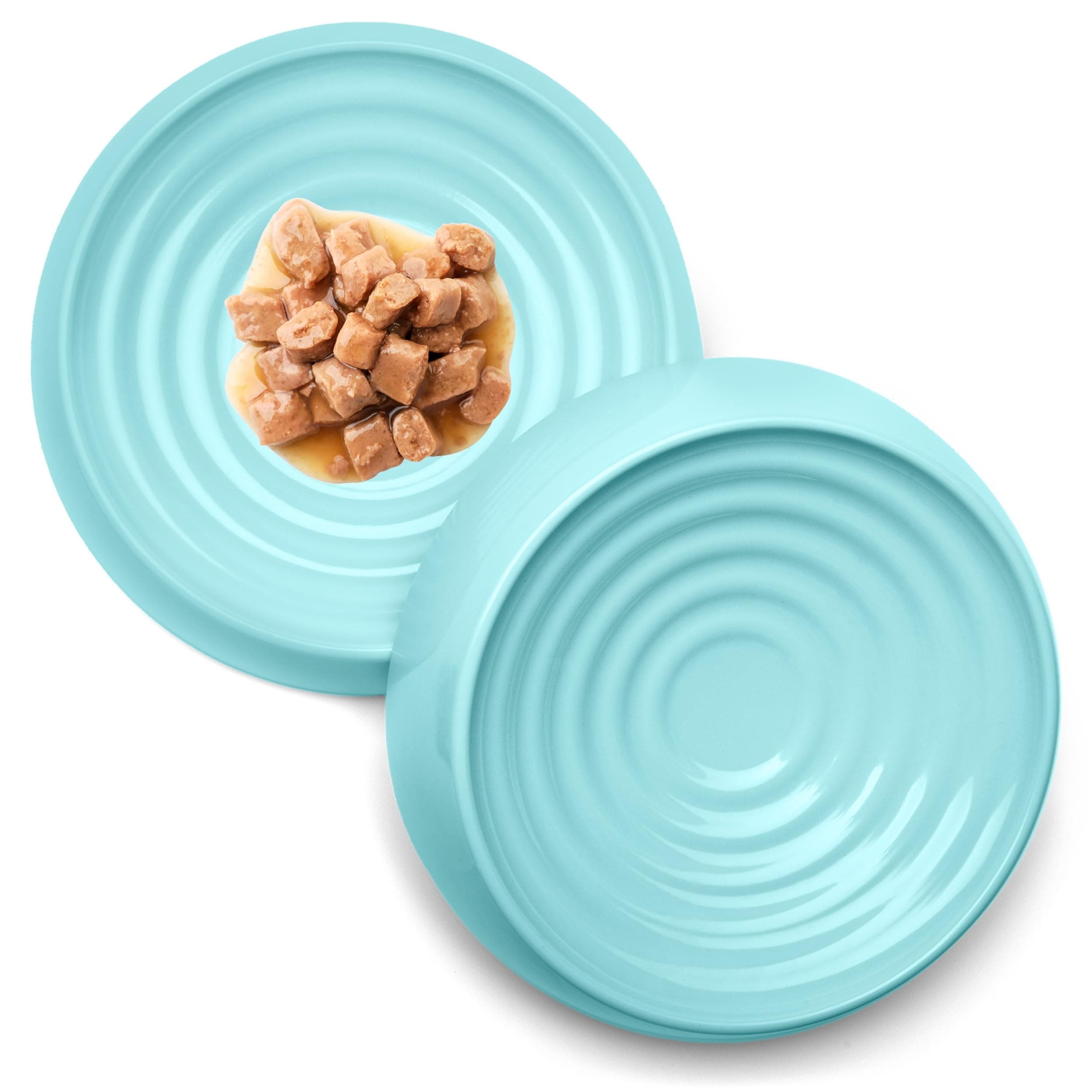 CatGuru Cat Bowls, Whisker Friendly Food Bowl for Indoor Cats, Reliefs Whisker Fatigue, Wide Kitten Dish, Non Slip Pet Dishes, Shallow Pet Plates (Aruba, (Pack of 2))