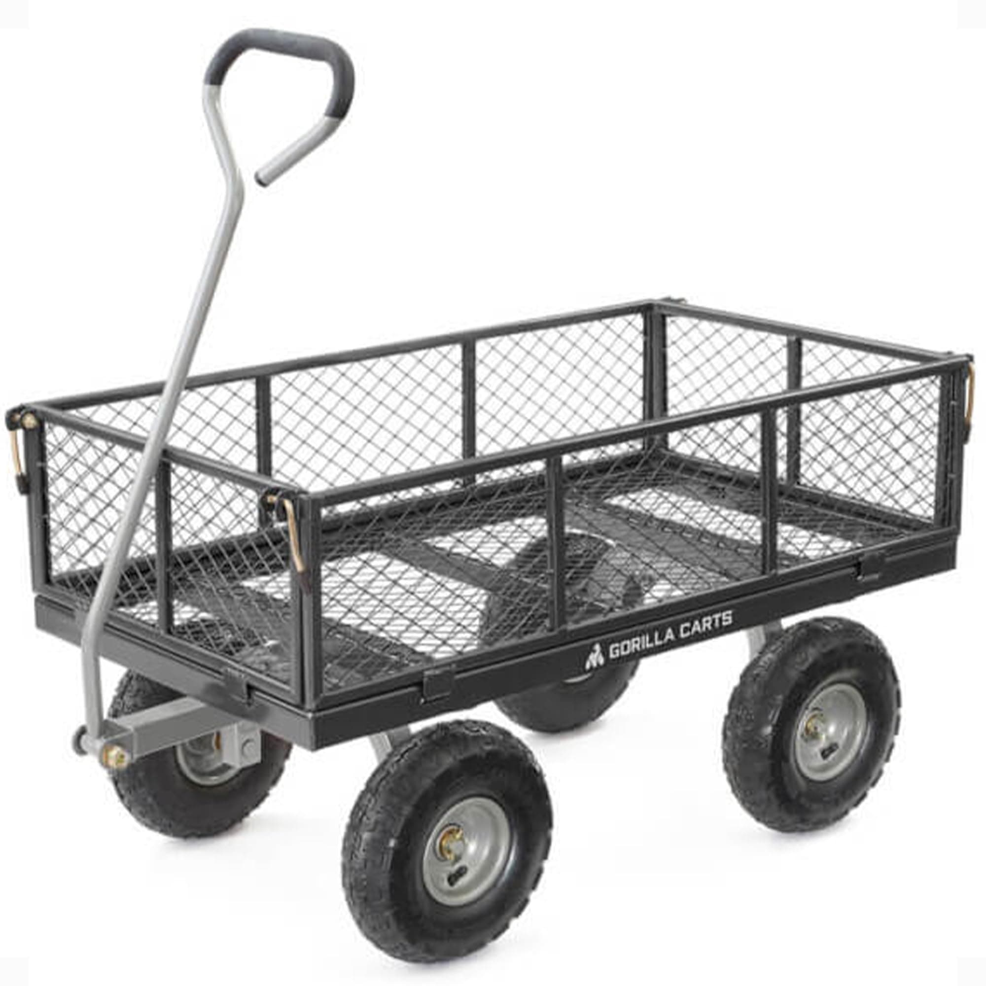 Gorilla Carts Steel Utility Cart, 4 Cu Ft Bed, 800 lb Load Capacity, Black – Heavy-Duty Outdoor Hauling Wagon with Removable Side Panels for Yard, Lawn, Garden or Landscaping