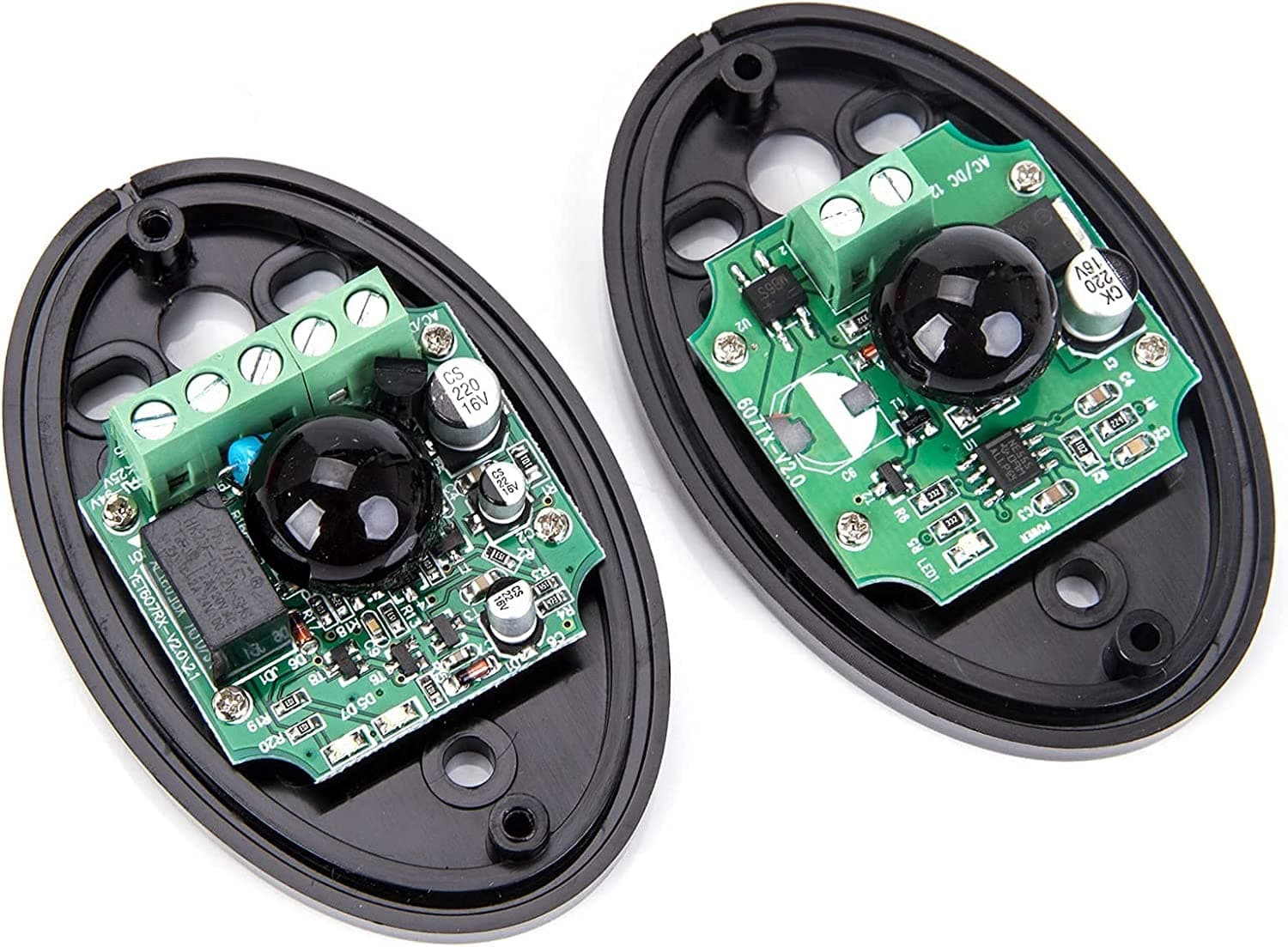 Safety Infrared Sensor, Automatic Single Beam Counterpart 12/24v, Waterproof Detector Alarm,1Pair Half Egg 20m, for Home Gate Door Window Security System, (Transmitter and Receiver) Black