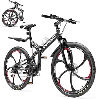 Outroad 26 Inch Mountain Bike, 21-Speed/High-Carbon Steel/Aviation Grade Frame, Dual Disc Brake, Adjustable Ergonomic Seat Bicycle for Men Women Adult, Quick Assembly in 20 Minutes Black