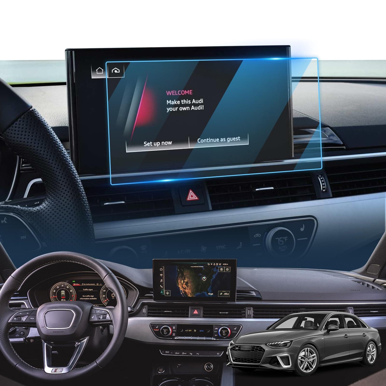 LFOTPP Screen Protector for MIB 3 10.1 Inch Audi A4 (2020-2025)/ A5 (2020-2025)/ Q5 (2021-2025) Car Navigation Tempered Glass (10.1-Inch)