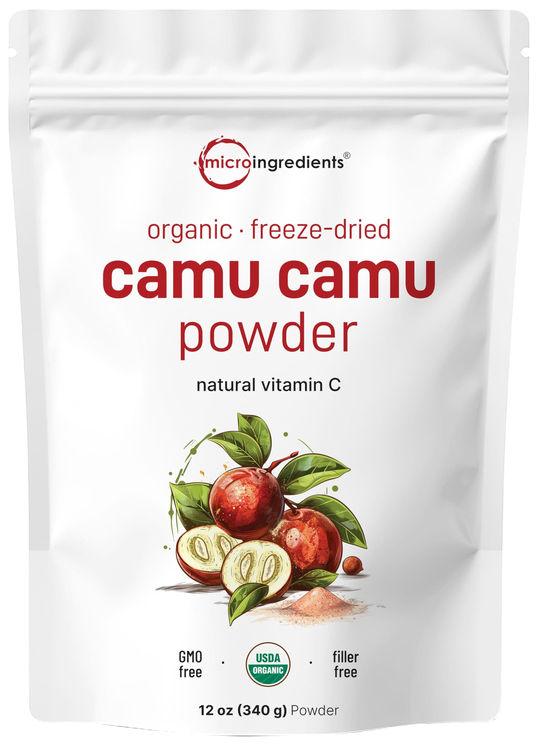 Micro Ingredients Peruvian Camu Camu Powder Organic, (Natural Vitamin C Powder), 8 Ounce, Strongly Supports Energy and Immune System, No GMOs and Vegan Friendly