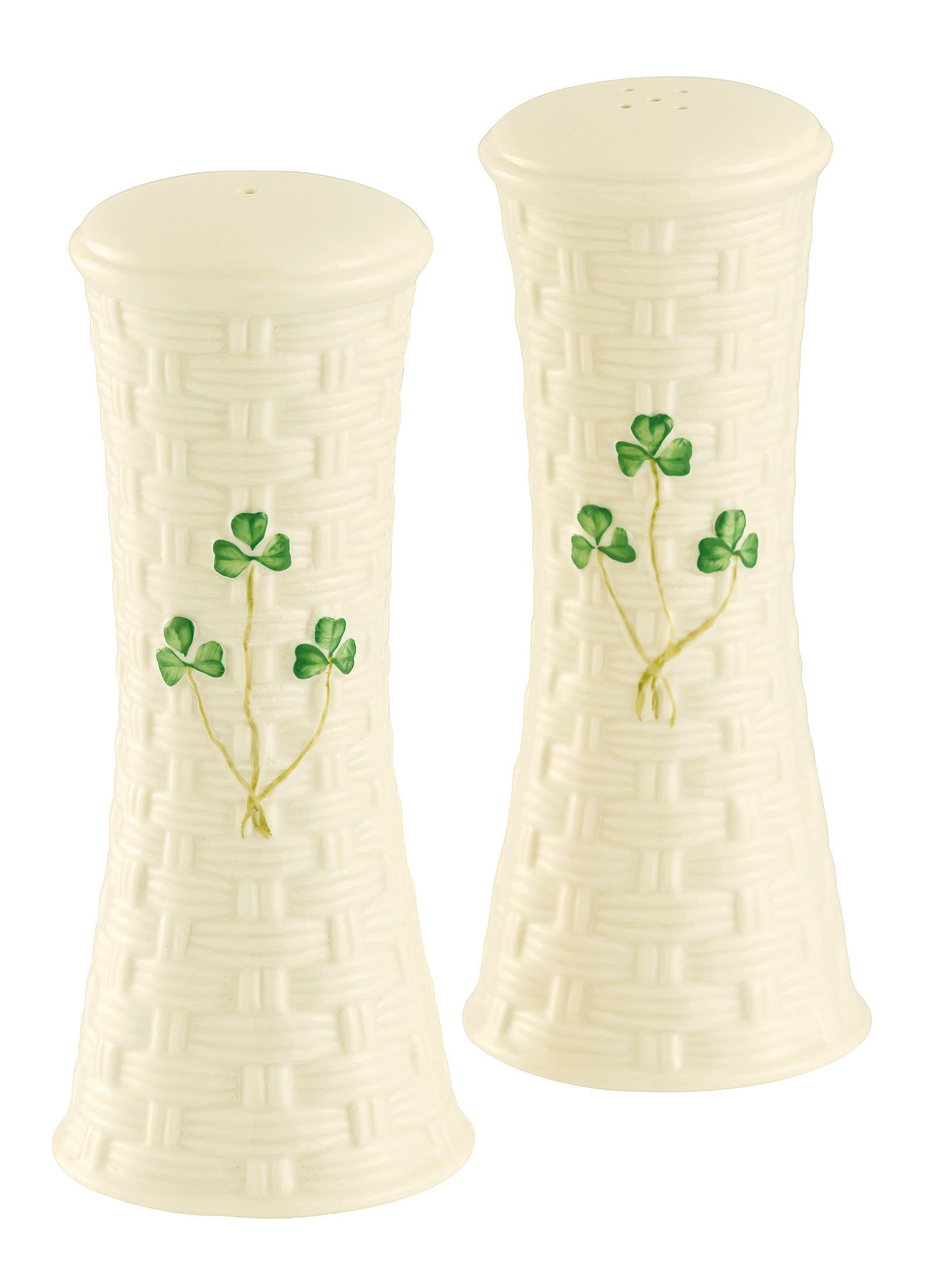 Belleek Group Shamrock 6.5-Inch Salt and Pepper Shaker, Large, White