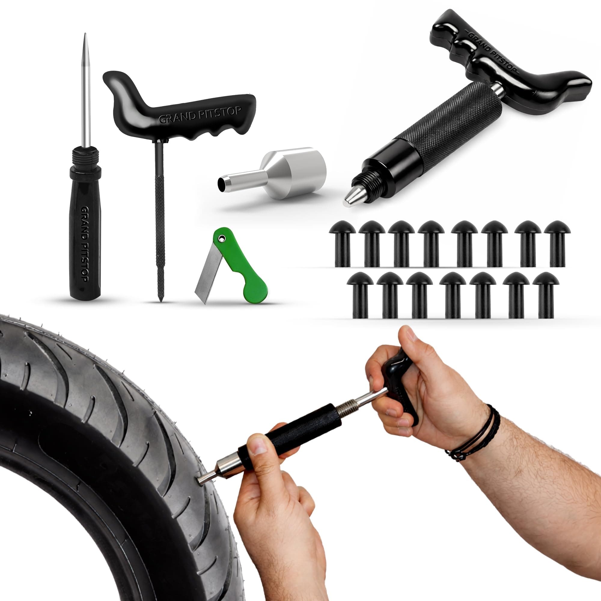 GRAND PITSTOP Mushroom Plugs for Tyre Kit | (Mini PK + 15 Plugs) | Spare Rubber Plugs for Car & Motorcycle Tyres | Durable, Leak-Proof Seal | Easy Flat Tyre Repair Kit
