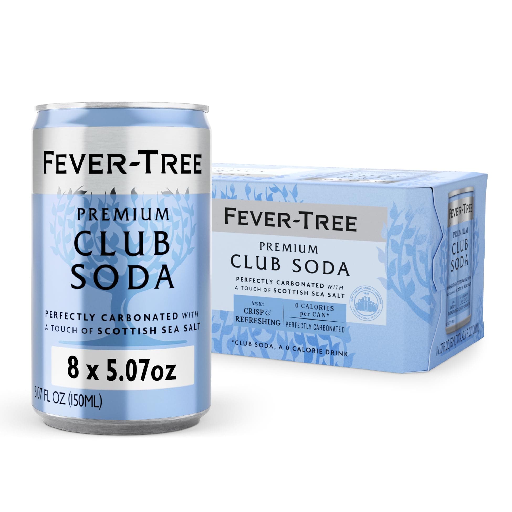 Club Soda – Premium Zero Calorie Mixer for Cocktails and Mocktails, 5.1 fl oz Cans, Pack of 8 – Naturally Sourced, Non-GMO