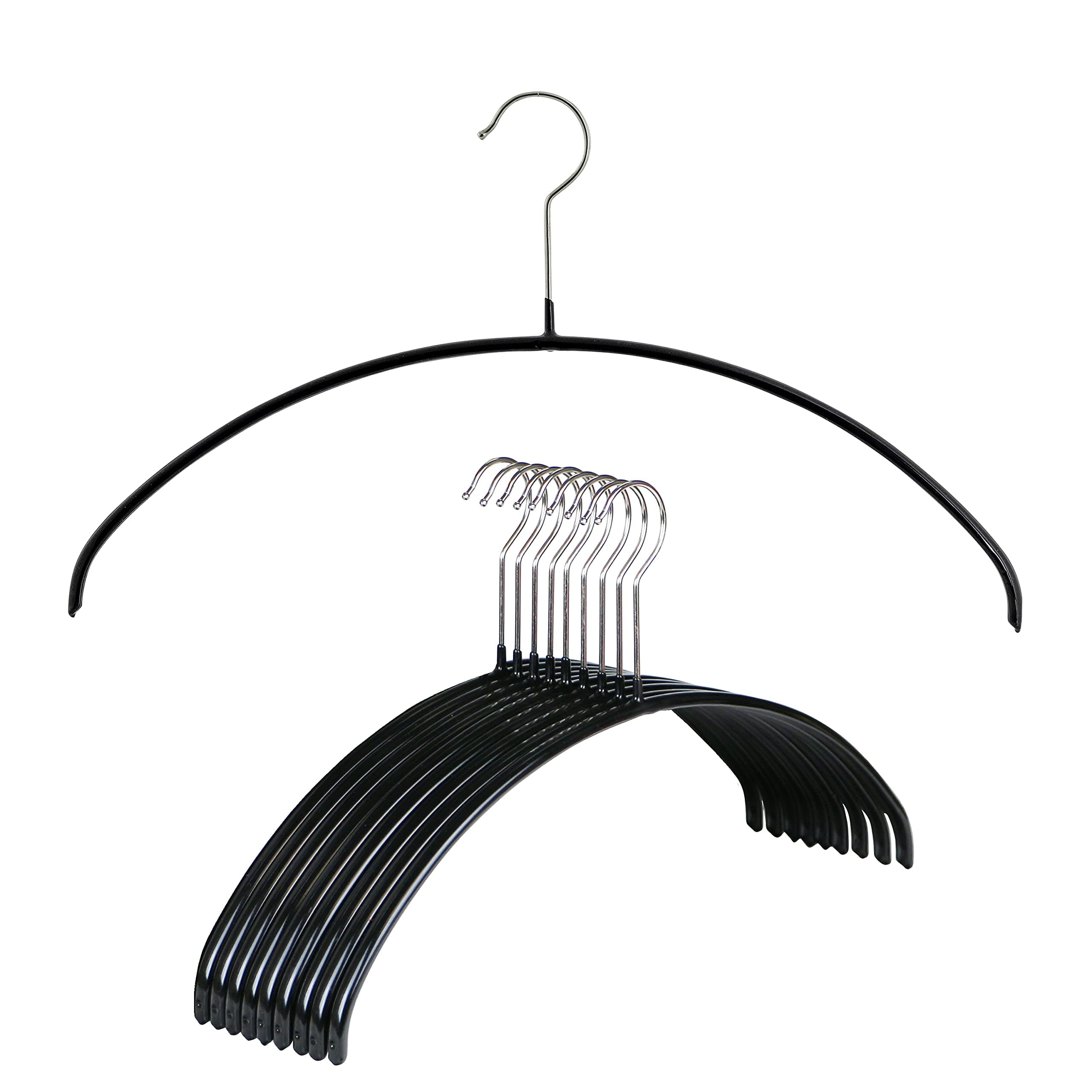 MAWA Euro Series Non-Slip Space Saving Clothes Hanger, Set of 10, Black Style 40/P, Pack of 10 (14118)