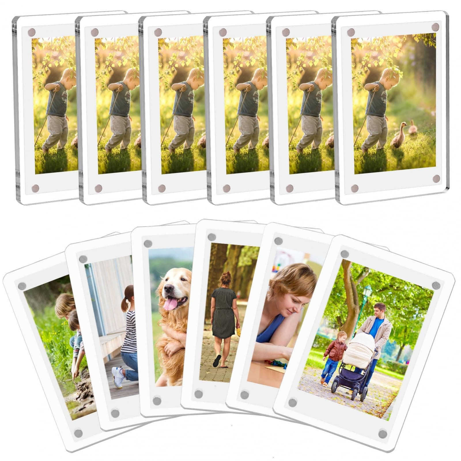 12 Packs Acrylic Fridge Magnetic Picture Frame Magnetic Polaroid Frames for Photos Instax Mini Frame Clear 2.36 x 3.54 Inch