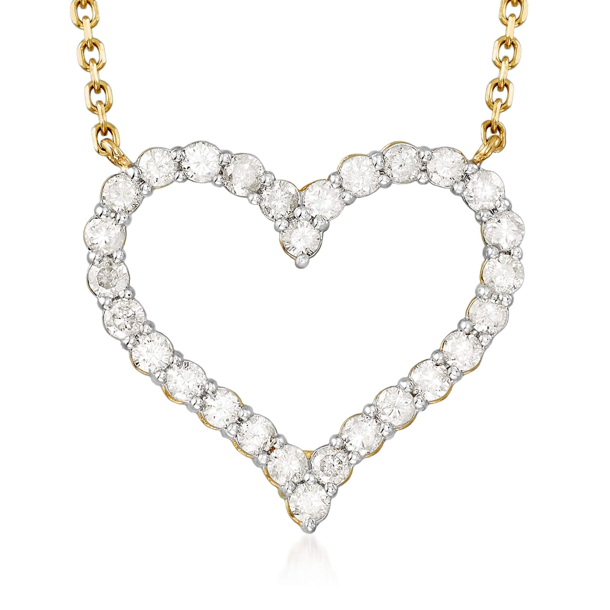 Ross-Simons1.50 ct. t.w. Diamond Heart Necklace in 14kt Yellow Gold