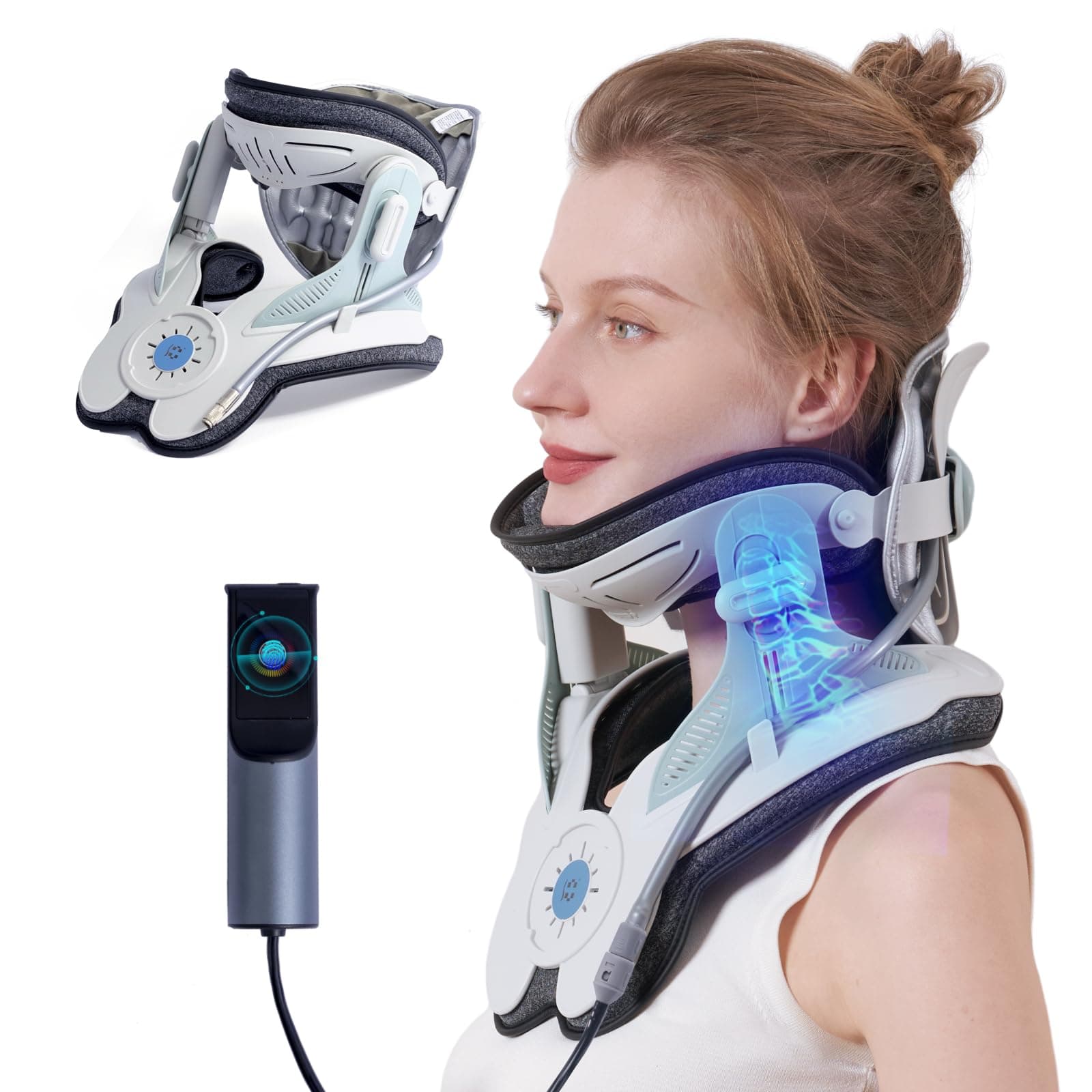 ALPHAY Cervical Neck Traction Device,Electric Air Pump with 3 Power Traction, Built-in 8 Airbag, Neck Pain Relief and Relaxation