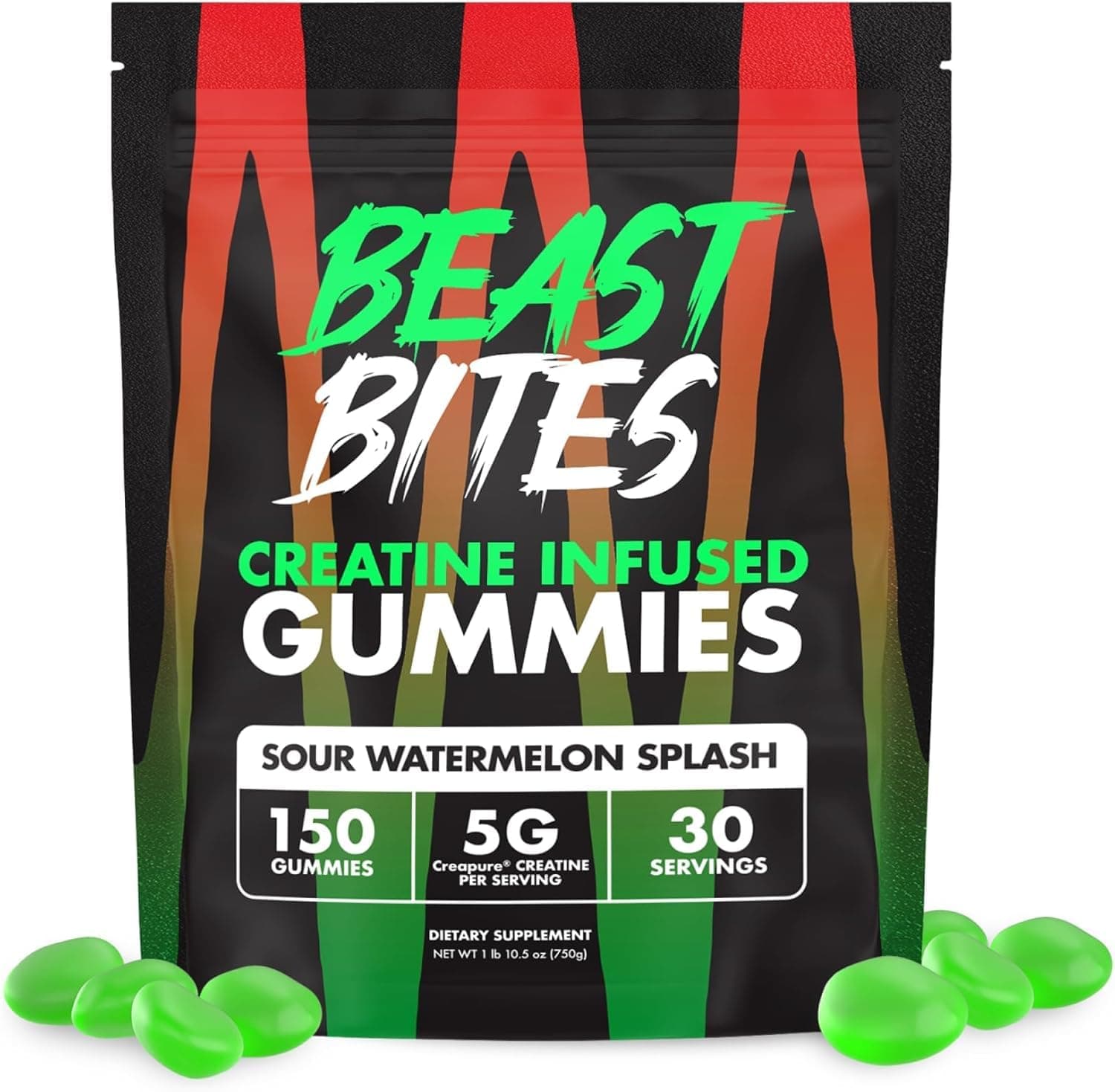 BEAST BITES - Creatine Infused Gummies - 5g Creapure Creatine Monohydrate Per Serving - NSF Certified for Sport - 30 Servings