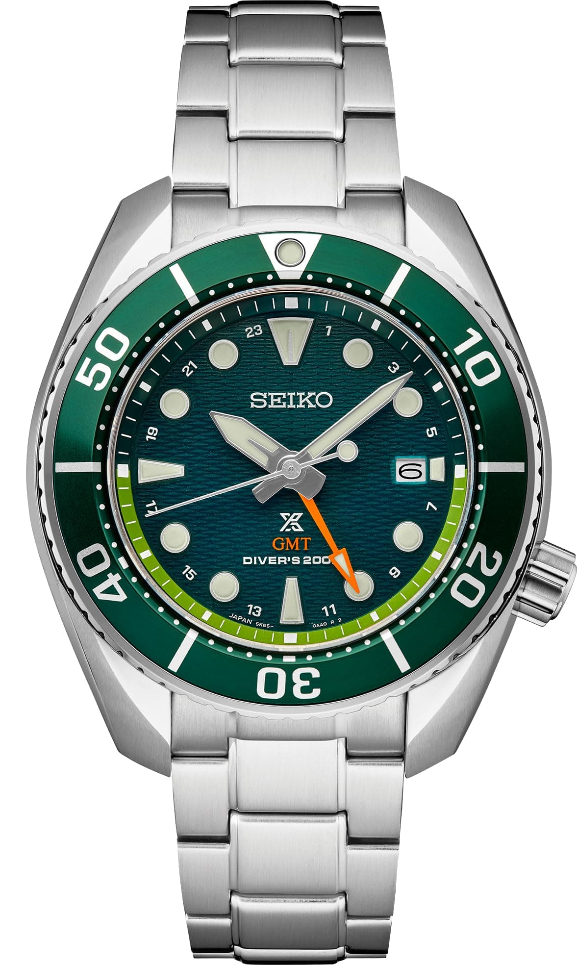 SEIKO SFK003 Prospex Solar Sumo GMT Green Dial Automatic Watch, Silver, Silver, Automatic Watch