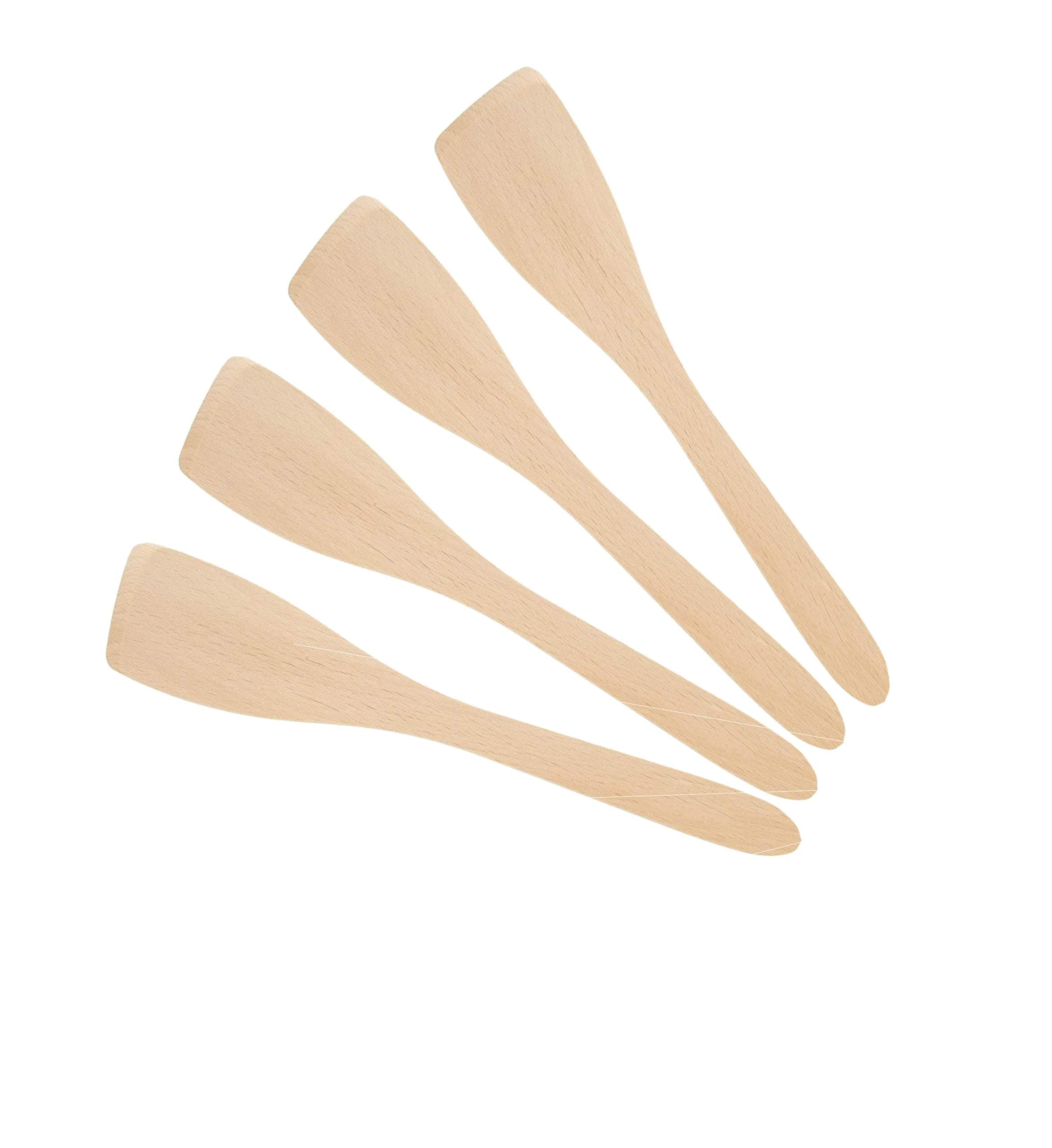 Set of 4 x 12" (300mm) Beechwood Wooden Flat Spatula, Ideal for Cooking, Baking, Decorating, Engraving