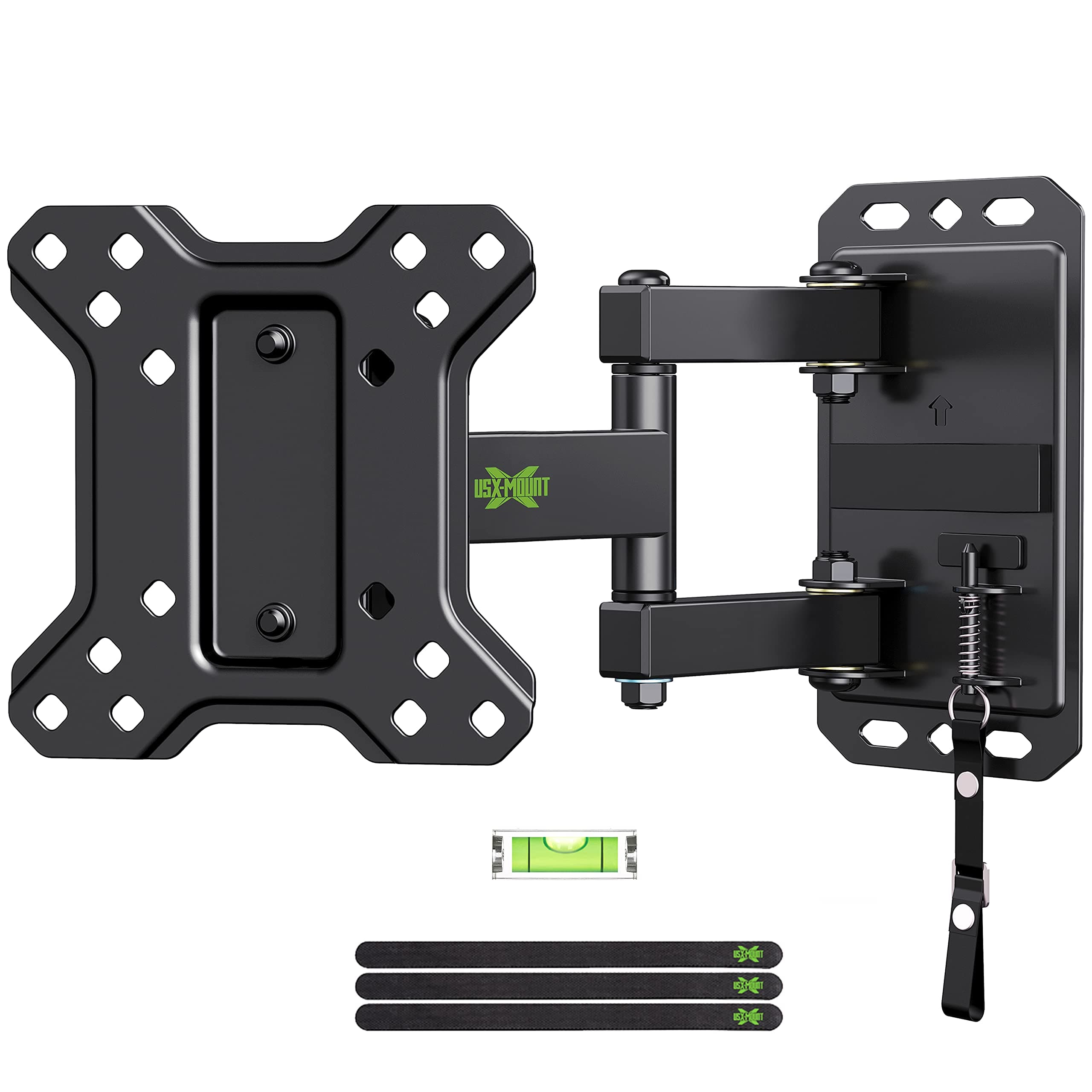 USX MOUNT Full Motion TV Wall Mount up to 33 lbs VESA 100x100mm,Flat Screen TVs Lockable RV Mount on Motor Home Camper Truck Marine Boat Trailer TV Mount for 10-26 Inch LED Easy One Step Lock