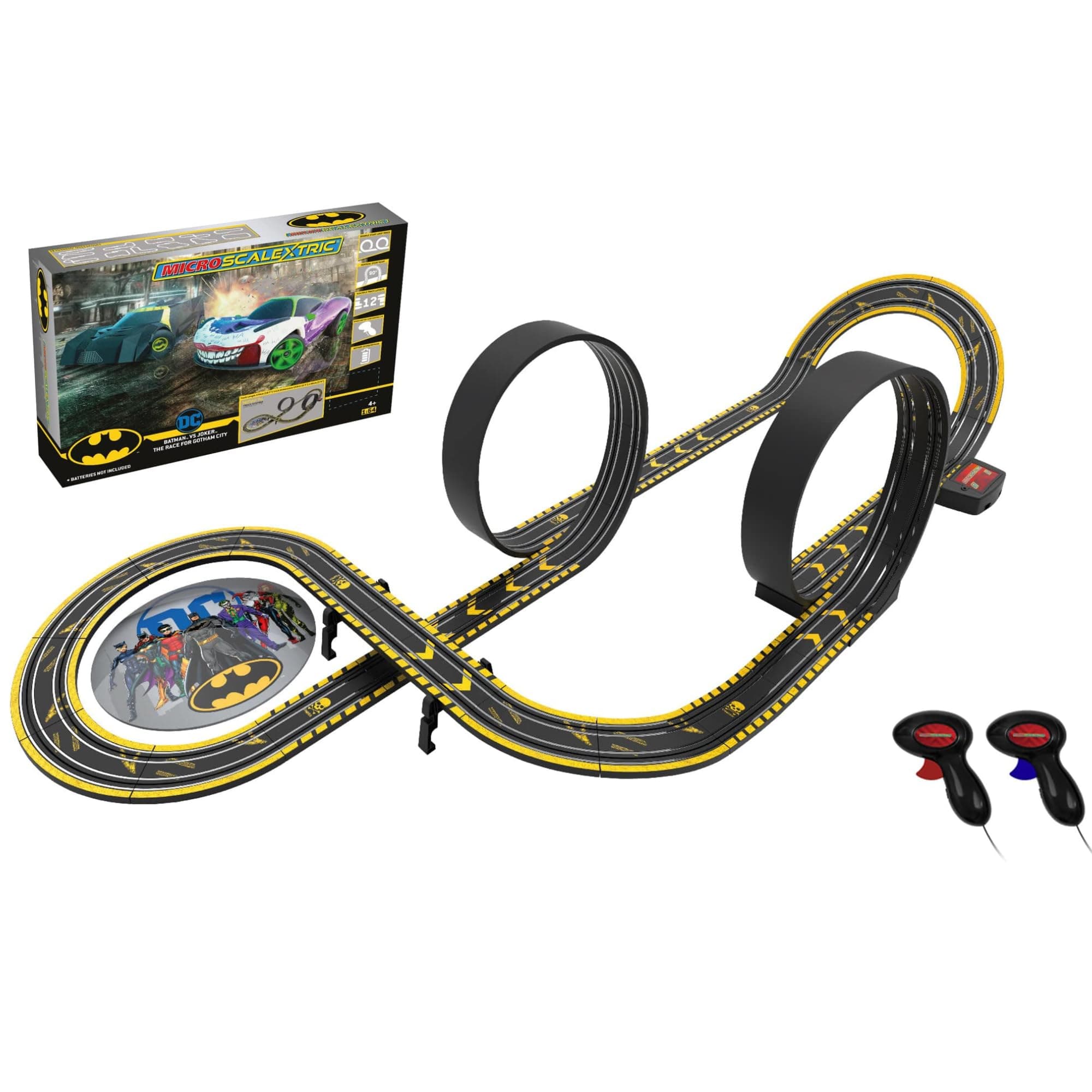 Micro Scalextric Car Race Track Sets for Kids Age 4+ - Batman vs Joker: The Race for Gotham City Track Set, Battery Powered Car Track, Slot Cars Kids' Play Vehicles - Mini Toy Racing Tracks for Boys