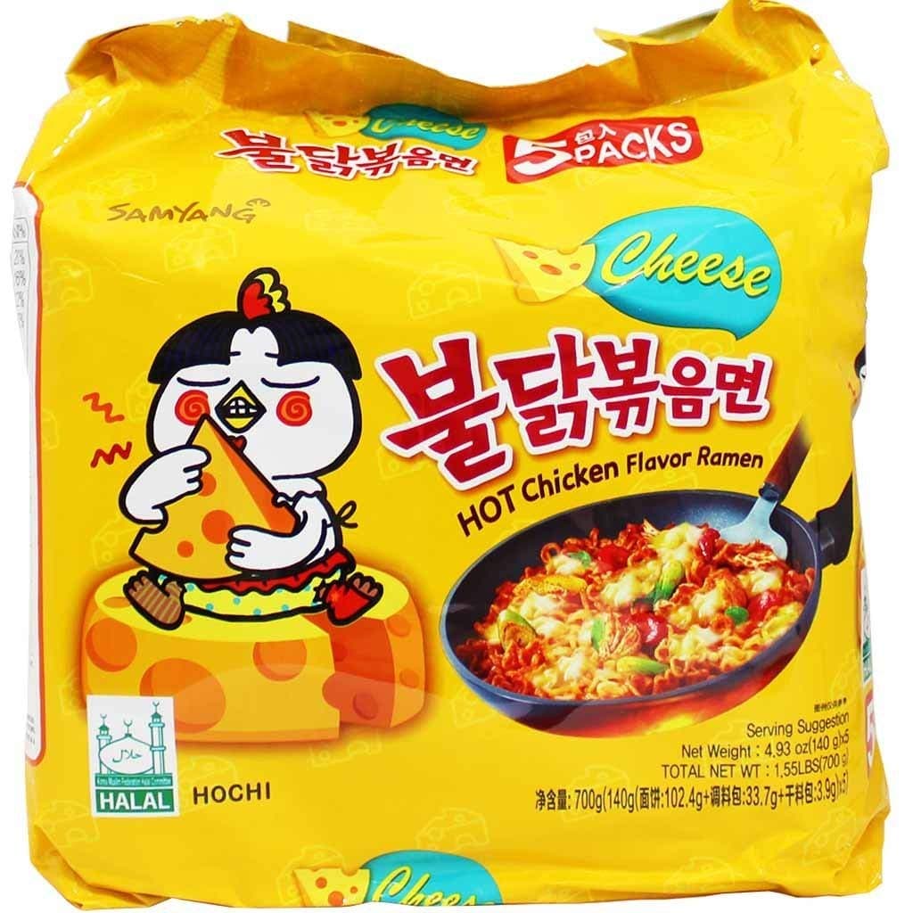 Samyang Buldak Cheese Hot Chicken Flavour Ramen Instant Korean Noodles - 140gm*5Pack (5Pack Combo) (Imported)