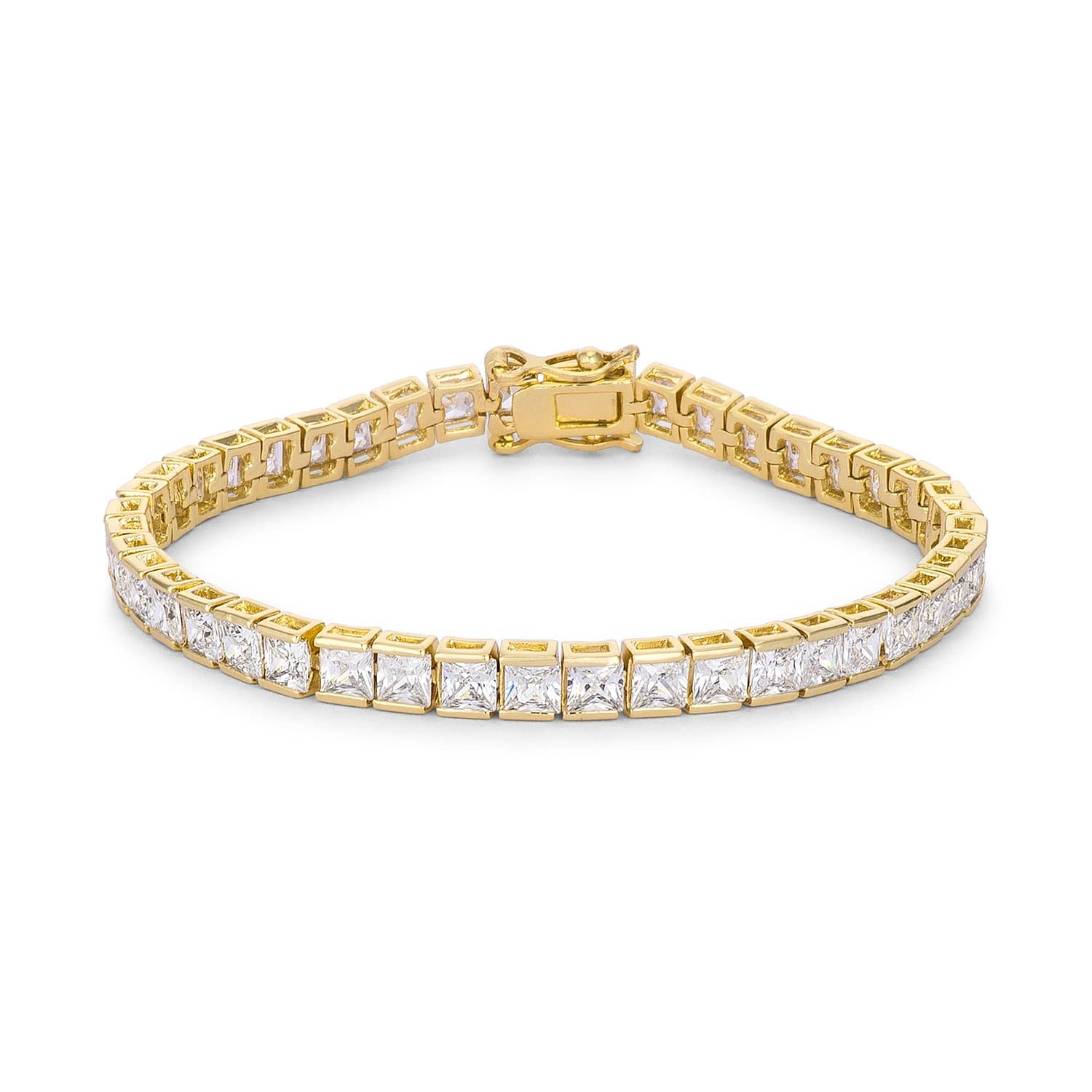 Novaly 18k Gold Plated Princess Cut 16.77 (ct) Cubic Zicornia Tennis Bracelet 7.5 inch