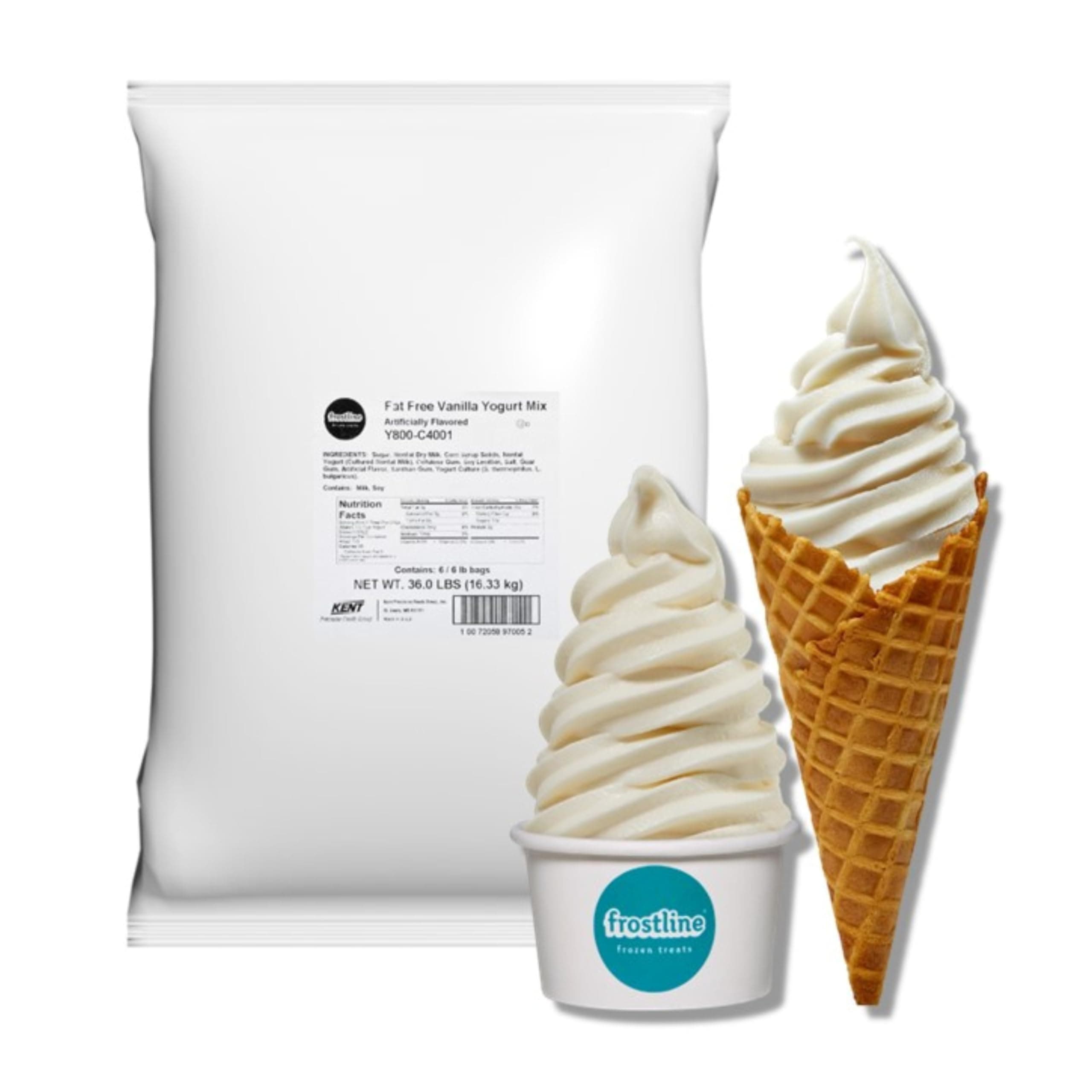 Frostline Vanilla Fat Free & Gluten Free Frozen Yogurt Mix | For use in Blender, Countertop Ice Cream Maker, Soft Serve Machine and More | Add Water, Dairy or Dairy Alternative | 6 lb Bag