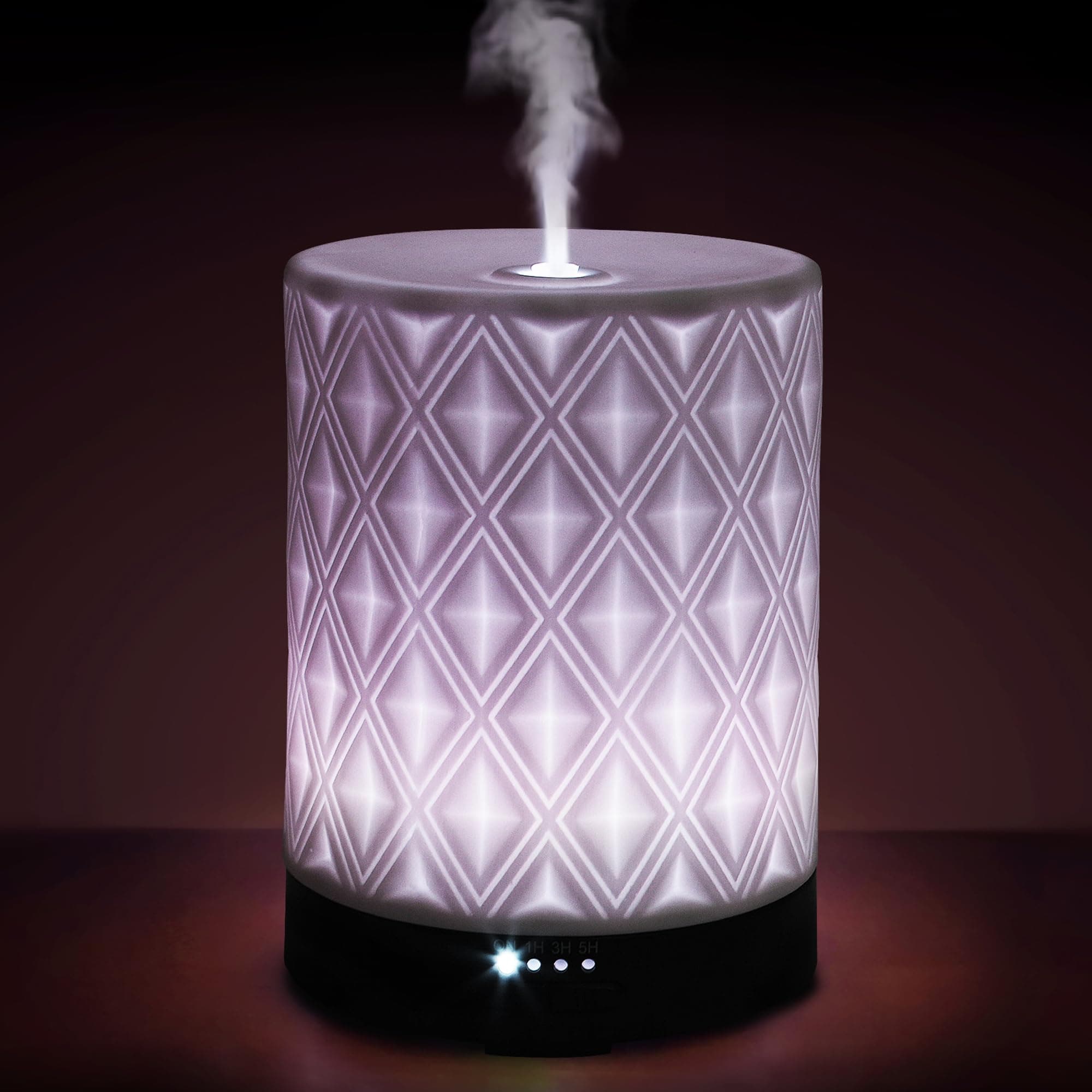 Earnest Living Essential Oil Diffuser for Large Room White Ceramic 250ml Aromatherapy Diffuser with 4 Timers 7 Night Lights and Auto Off Function for Home Gift