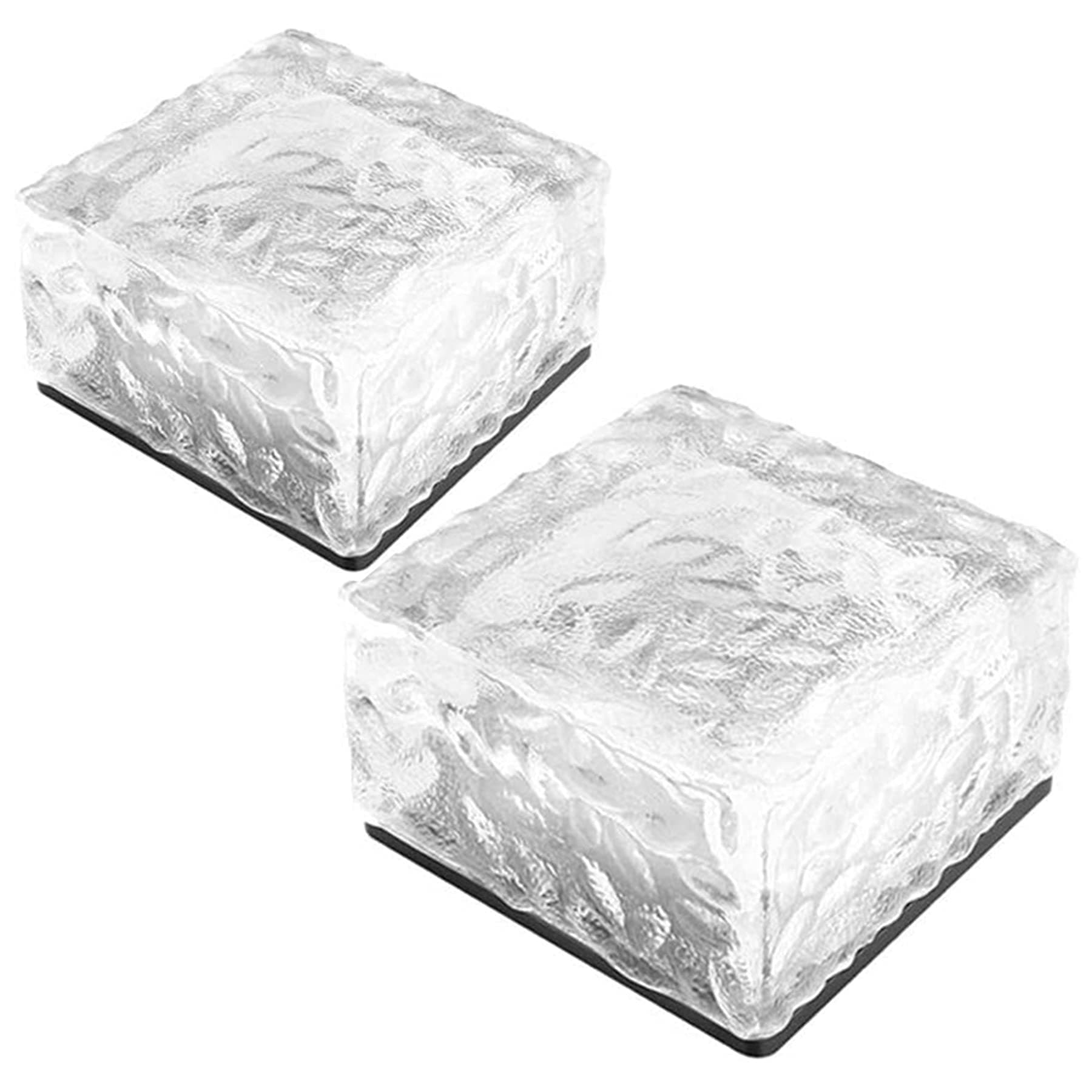KKSY Solar Outdoor Lights Outdoor Waterproof Ice Cube Lights Frosted Glass Garden Landscape Lighting(2 Pack),
