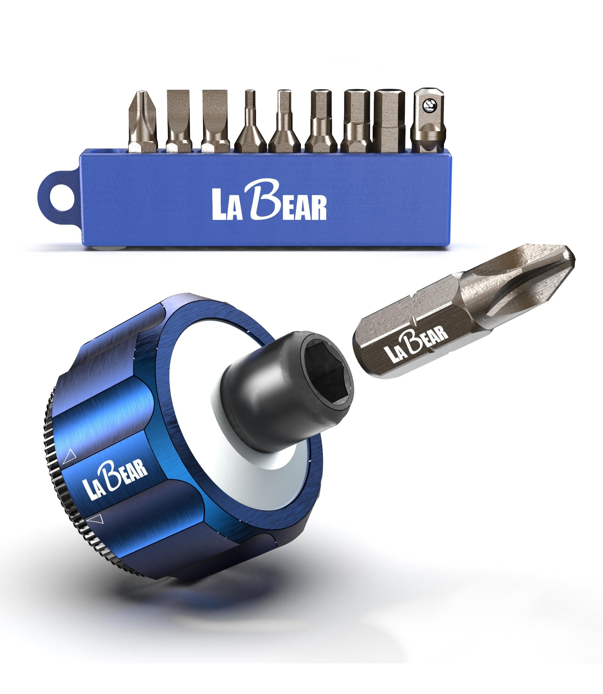 LABEAR 11pcs 1/4" DR Palm Ratchet kit, Mini Finger Ratchet, Gear Wrench, Screwdriver Bits with Philips,Slotted