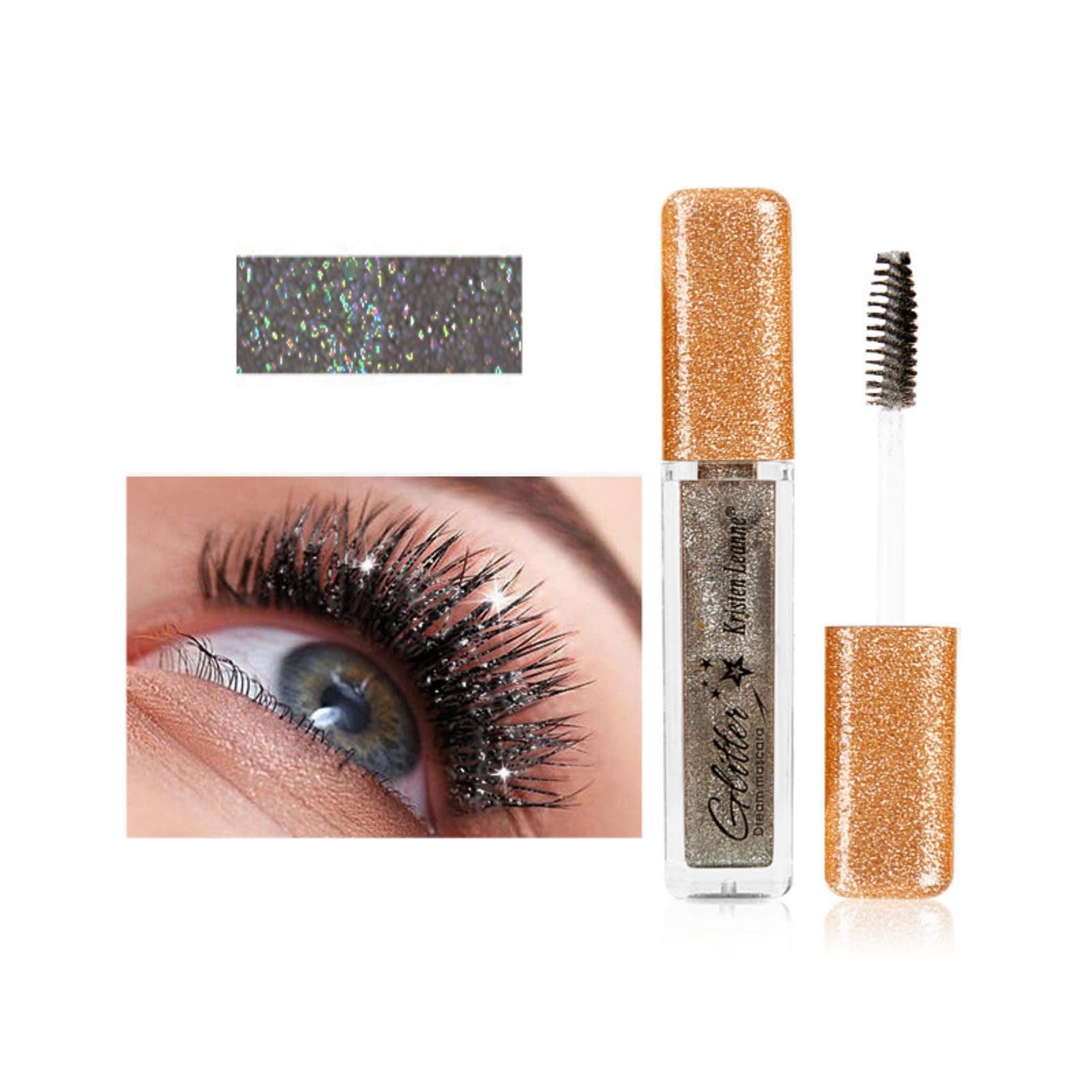 Glitter Mascara, Corleone Shimmer Sparkle Color Mascara for eyelashes, Charming Longlasting for Eye Makeup (Black)