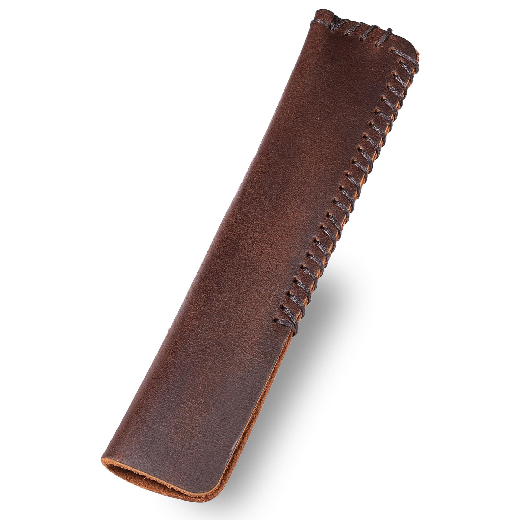 Handmade Genuine Leather Single Pen Case Fountain Pen Sleeve Holder Pouch Cover Vintage (Coffee)