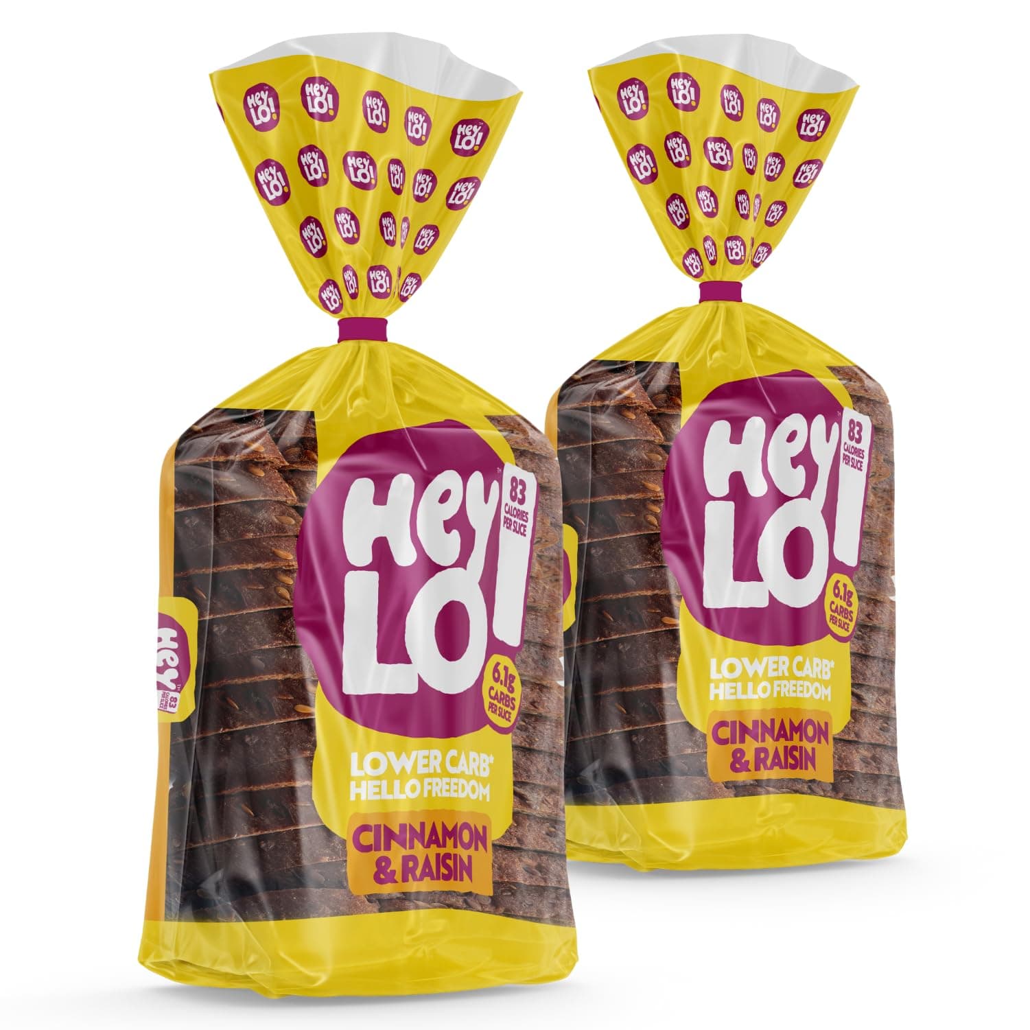 Heylo Low-Carb Cinnamon & Raisin Bread | Keto Bread Loaf for Sandwiches, Toast or Delicious Keto Low Carb Loaf (Pack of 2)