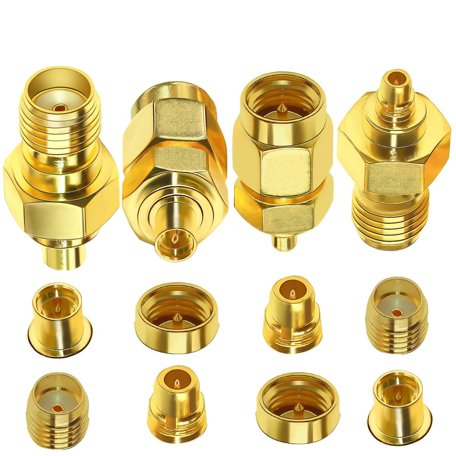 TUOLNK SMA to MMCX Coaxial Adapter Kit Pure Brass for WiFi Antenna/Networks/Extension Cable MMCX Male/Female to SMA Male/Female Coax Connector Kits Coax Antenna Adapter 4 Set