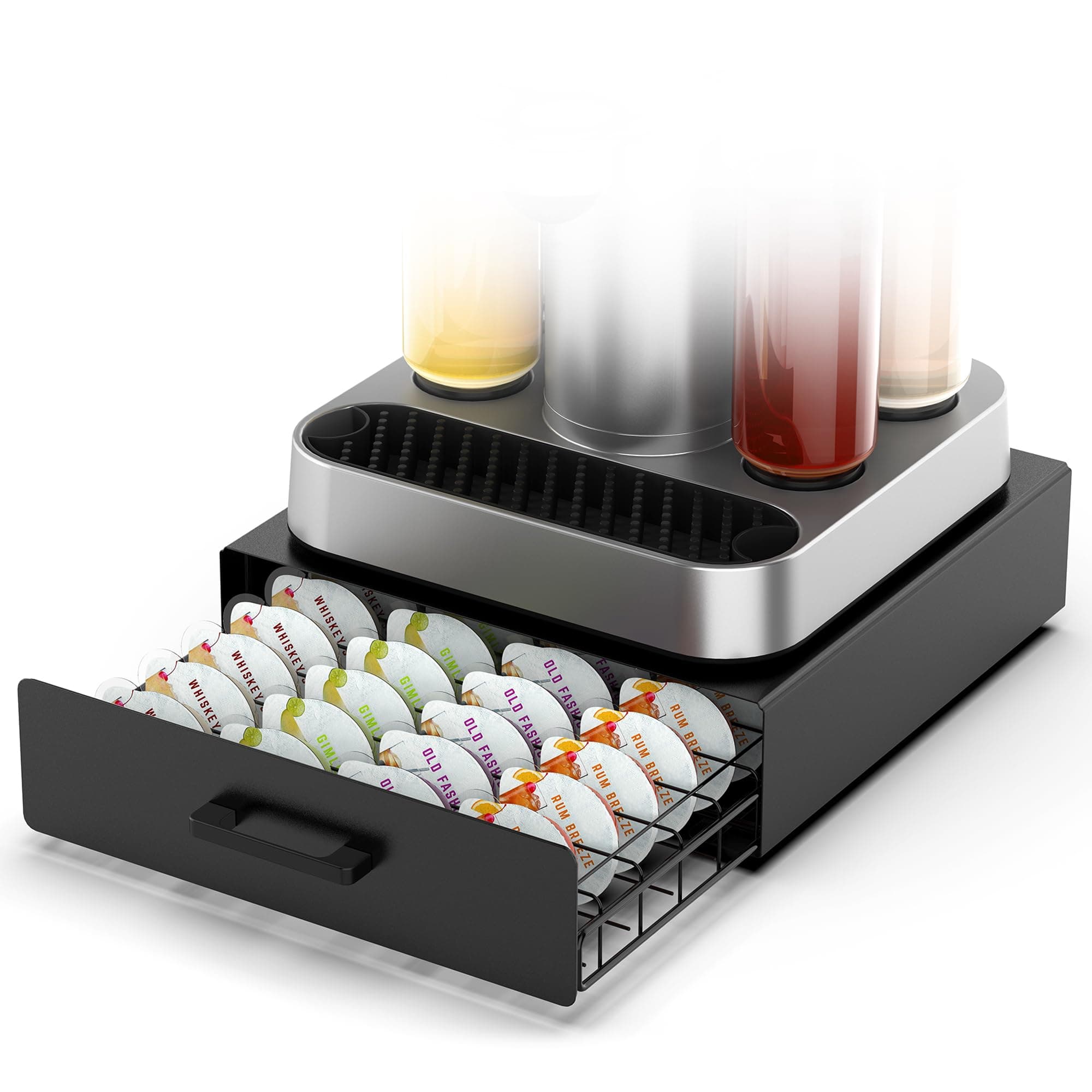 Storage Drawer for Bartesian Capsules, ZECENN Cocktail Pod Holder Compatible with Bev by BLACK+DECKER, Holds 36 Bartesian Pods
