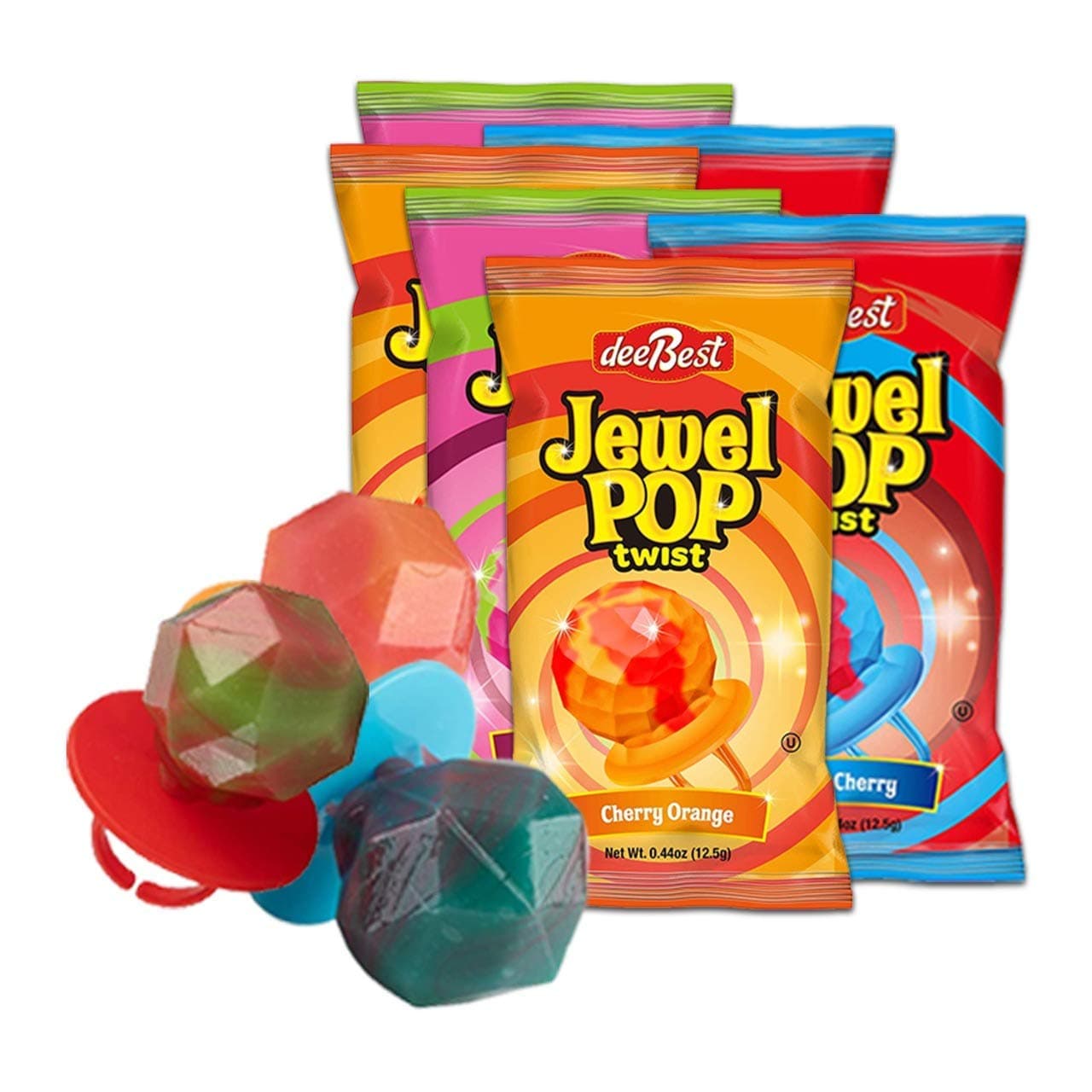 Jewel Pop Twist Ring Shaped Hard Candy 36 Count | Assorted Flavors | 36 Individuals Packs
