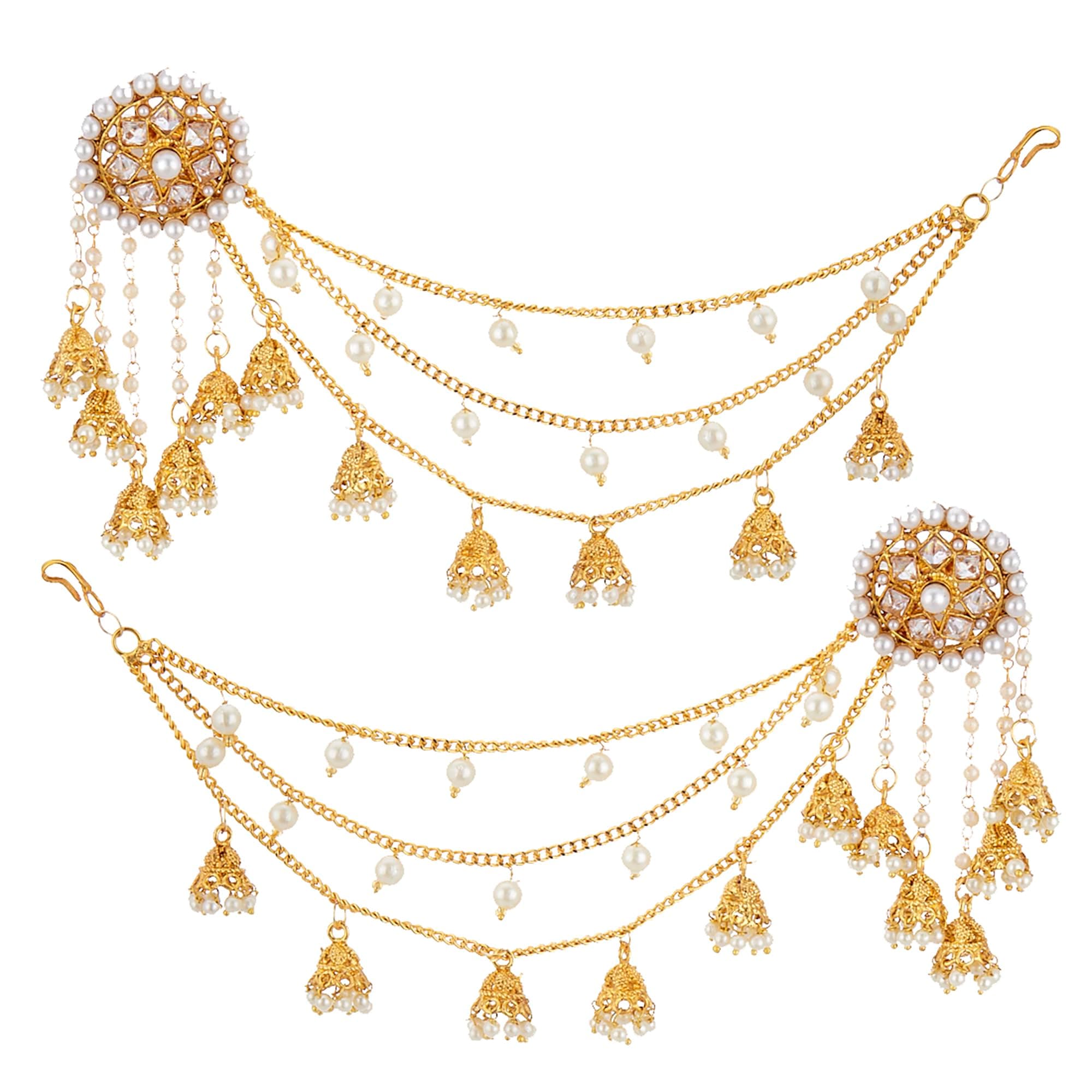 Zeneme Earring Women'S Traditional Gold Plated Polki And Pearl Bahubali Jhumka Earring Jewellery For Girl And Women