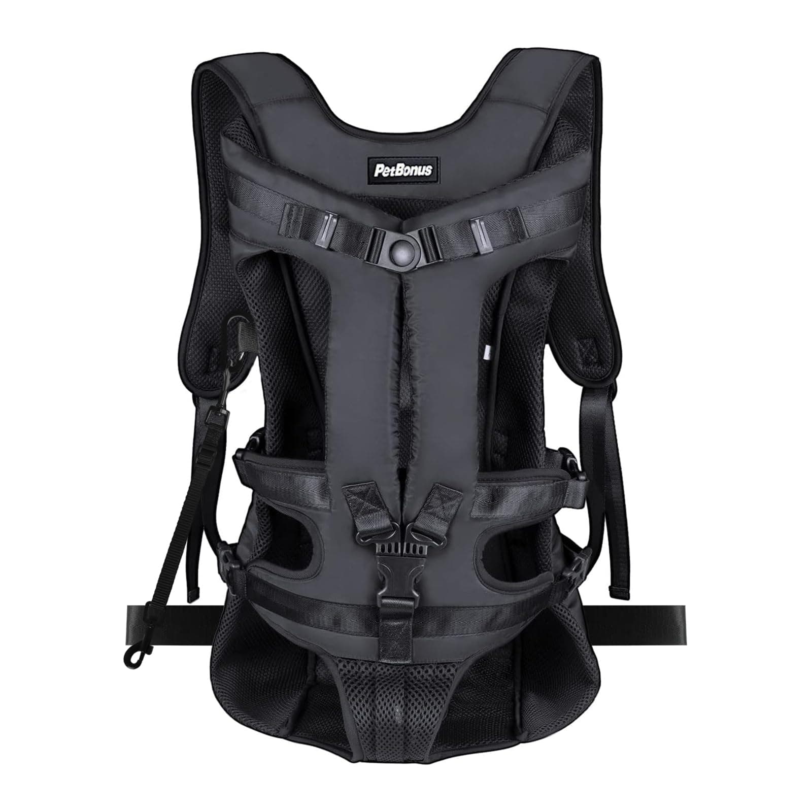 Pet Front Dog Carrier Backpacks, Adjustable Pet Backpack, Legs Out Easy-fit Puppy Chest Carrier for Medium Small Dogs, Hands Free for Hiking, Cycling (Black, XL)