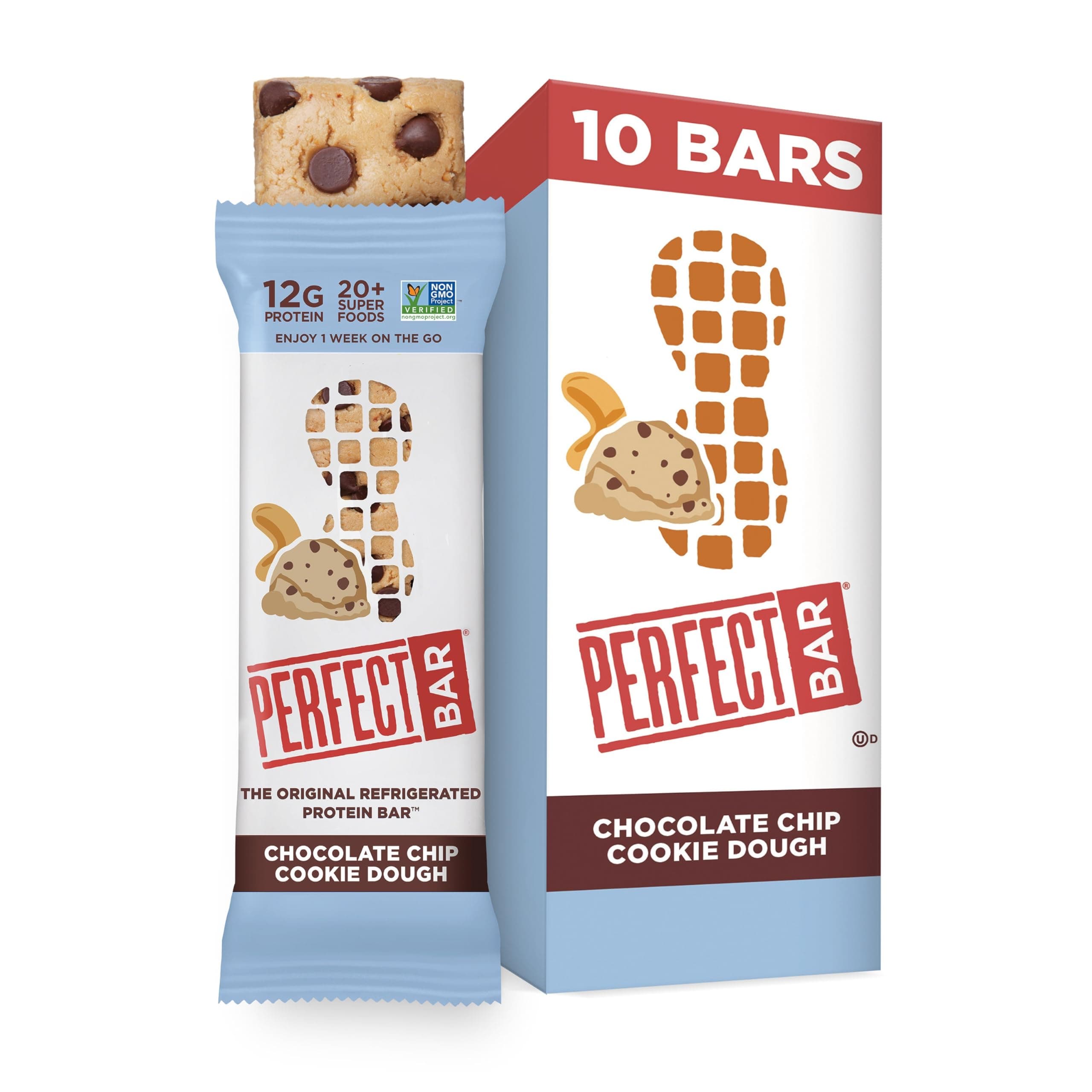 Chocolate Chip Cookie Dough Protein Bar, Gluten Free, Soy Free, Non GMO, No Sugar Alcohols, 2.2 Ounce Bar, 10 Count