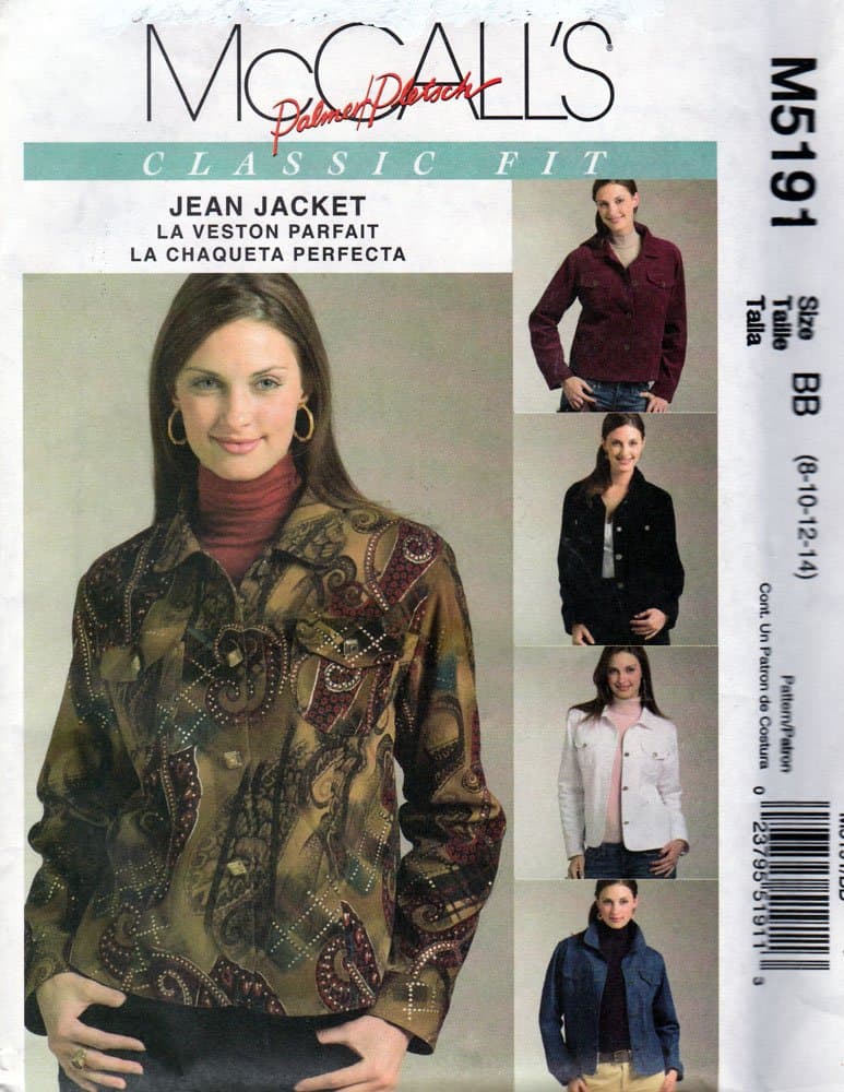 McCall's Sewing Pattern M5191 Woman's Jean Jacket 8 10 12 14