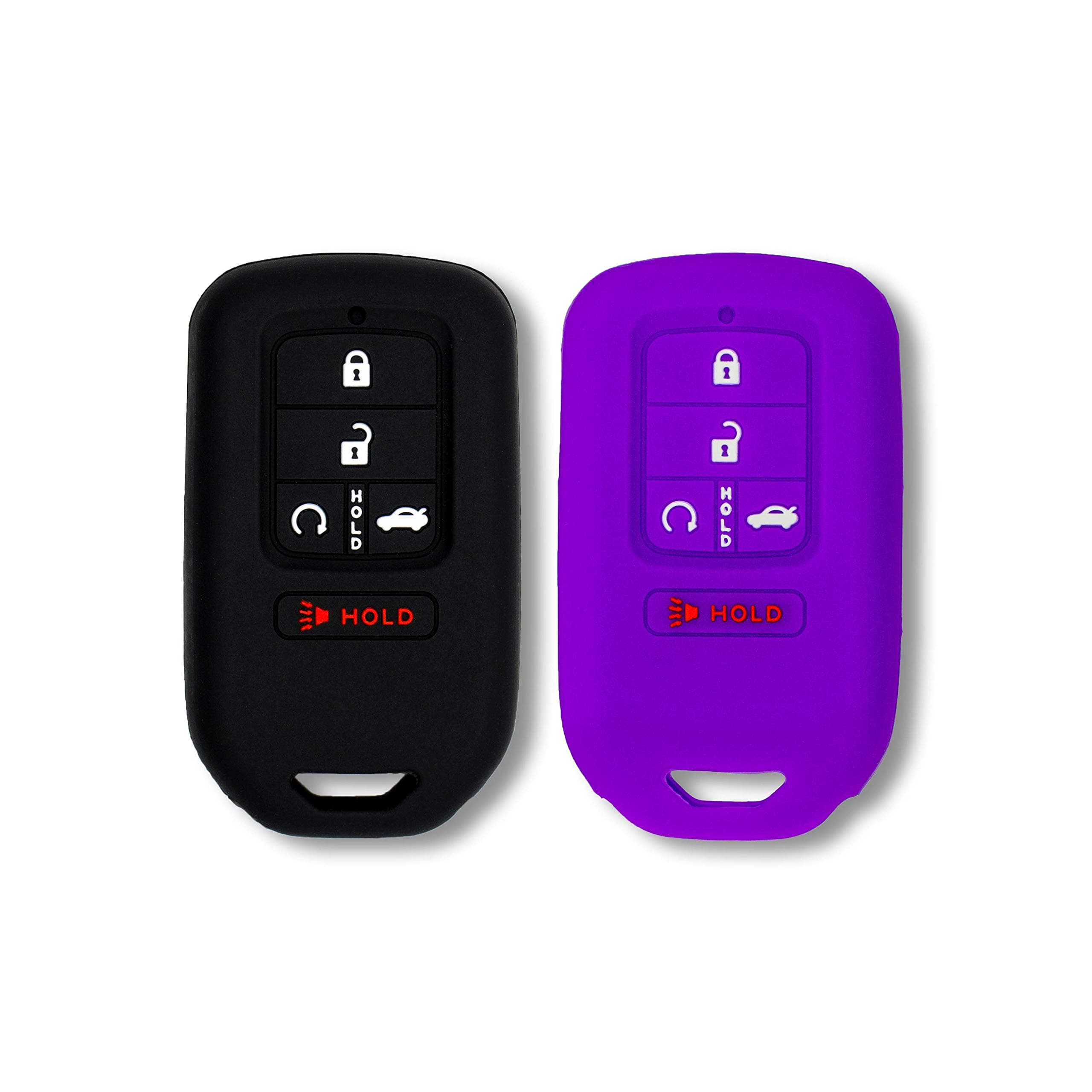 Autobase Silicone Key Fob Cover Compatible with Honda Accord Civic CR-V CRV Pilot Passport Insight EX EX-L Touring | Car Accessory | Key Protection Case 2 Pcs (Black & Purple)