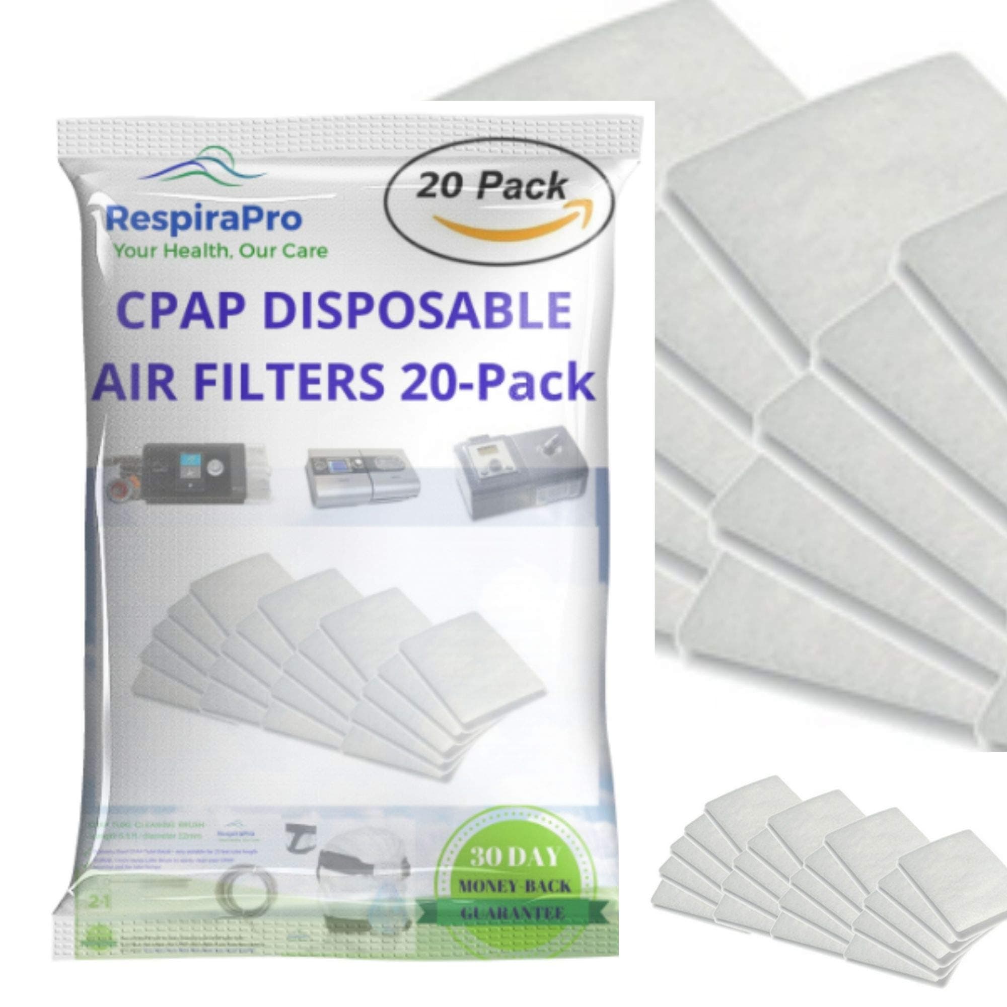 CPAP Filters Disposable CPAP Air Filter - 20 Pack Universal Filters Standard CPAP Supplies for ResMed AirSense 10, AirCurve 10 and S9 Series CPAP & BiPAP Machines