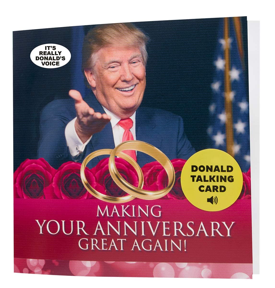 Talking Trump Anniversary Card with Donald Trump's Real Voice Recording - Funny Card for Couple, Husband & Wife - Opens & Plays Audio Message - Collectible Novelty Greeting Card with Envelope