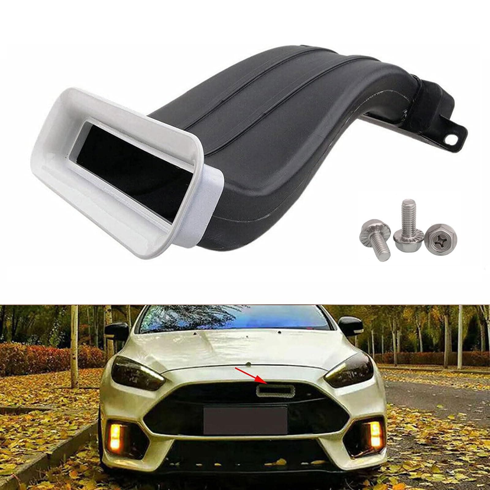 Car Air Intake Mouth Snorkel Modification Tuyere ABS For Ford Focus 2012-2018 RS ST Air Inlet Duct Tuyere Hood Scoop Dynamic Air Intake Lattice Hatchback Box Cover 4D Sedan 5D MK3 MK3.5