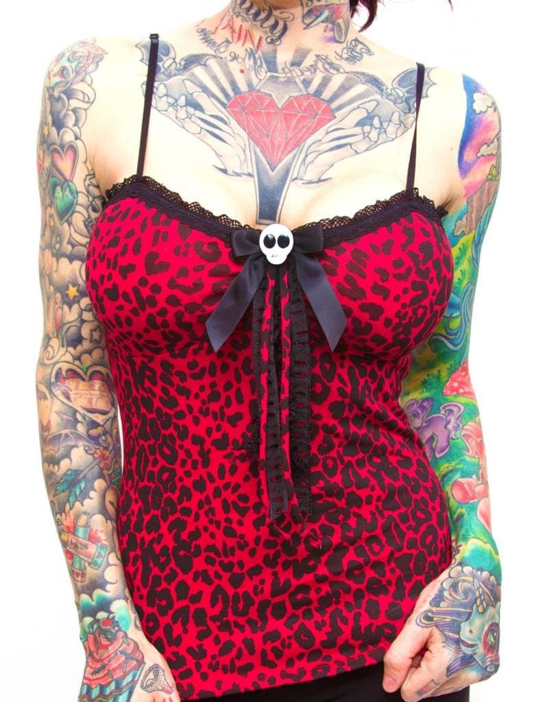 Jessica Louise Leopard Lolly Tank S Red Leopard