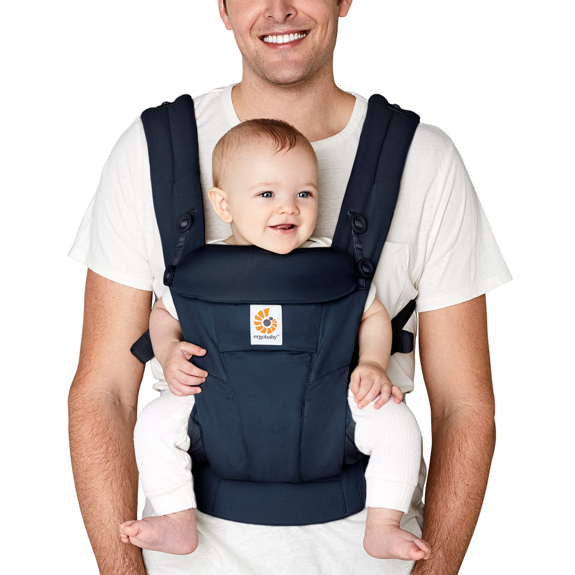 Ergobaby Omni Dream All Carry Positions SoftTouch Cotton Baby Carrier with Enhanced Lumbar Support (7-45 Lb), Midnight Blue