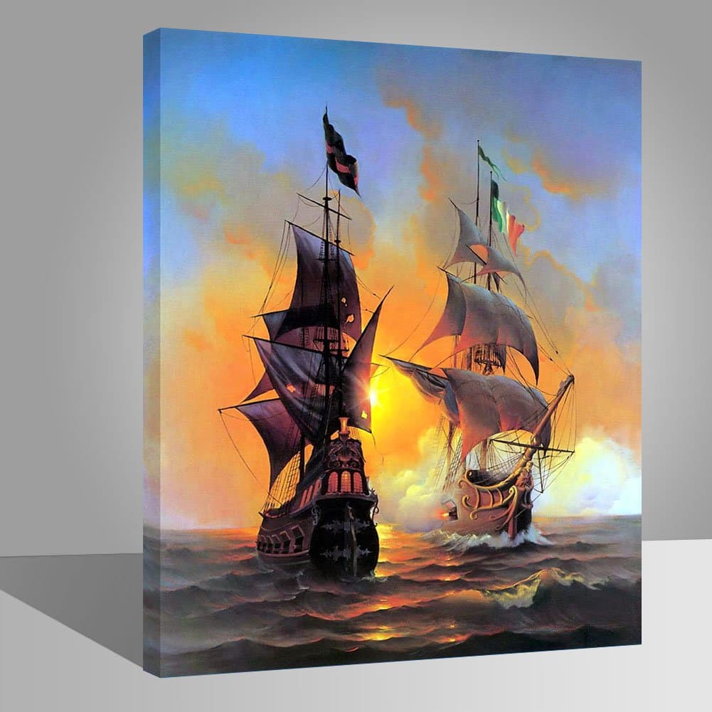 LIUDAO Paint by Numbers Kit for Beginner, DIY Oil Painting 16x20 Inch Wood Frame (Sailboat)