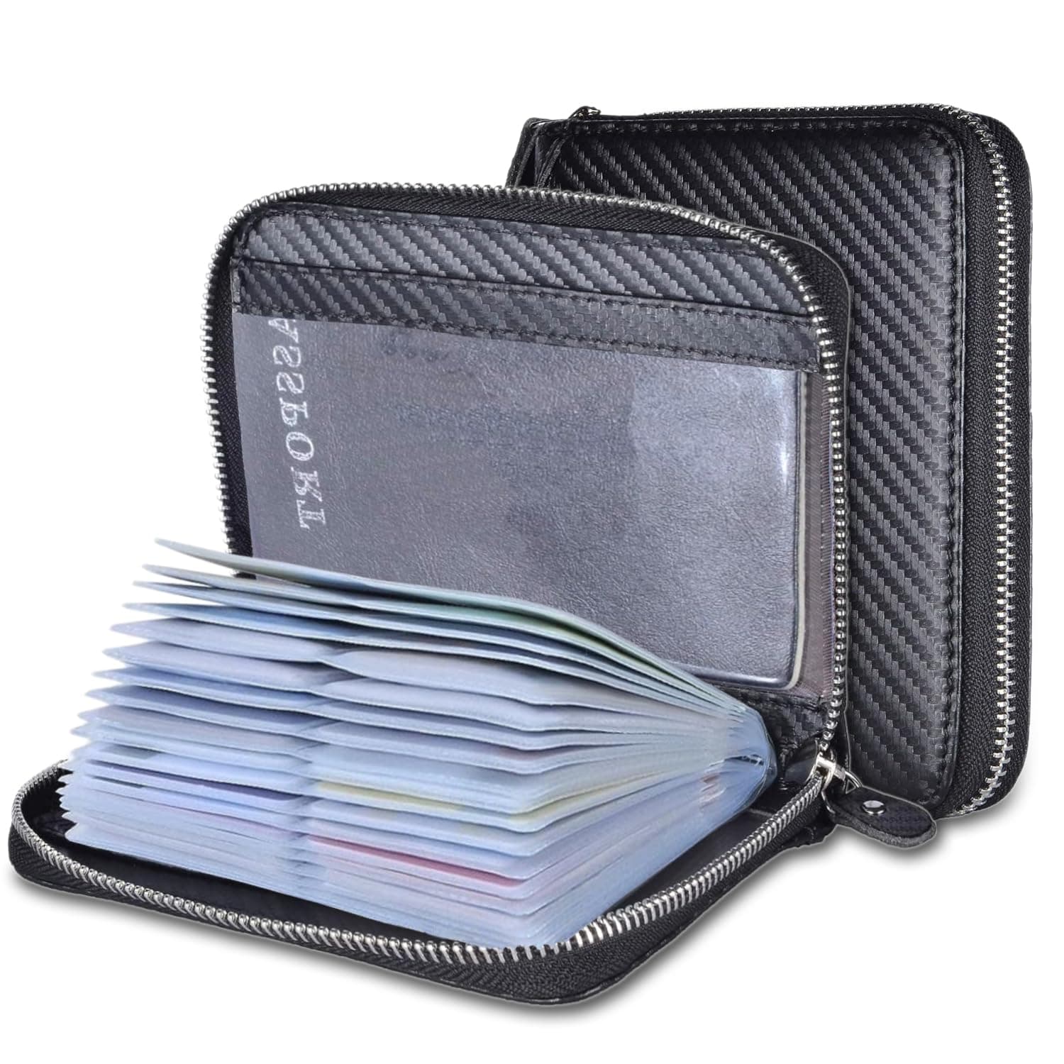 Credit Card Holder Wallet Large Leather Passport Case 42 Card Slots